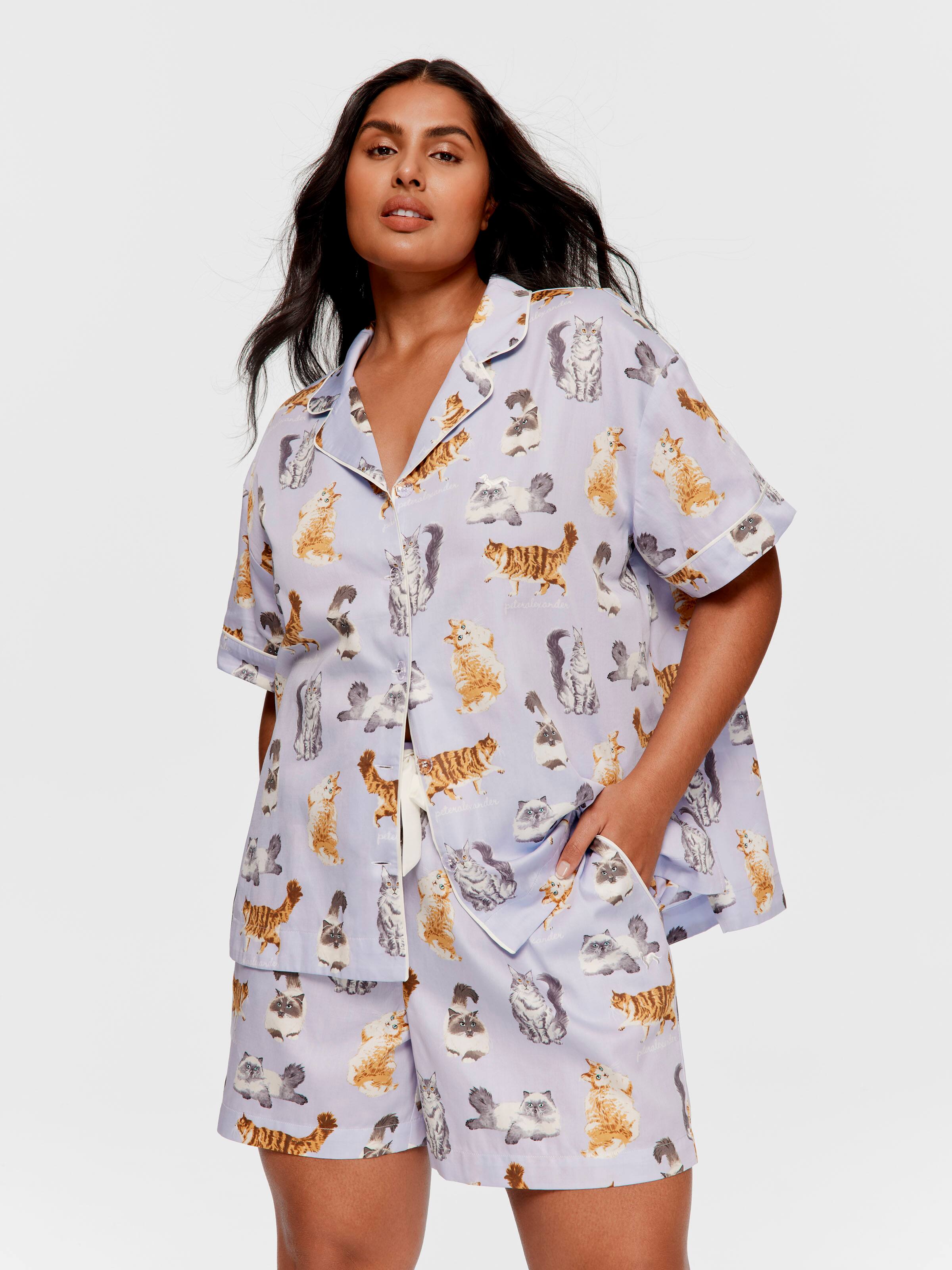 P.A. Plus Mixed Cats 100% Cotton Relaxed Mid Short