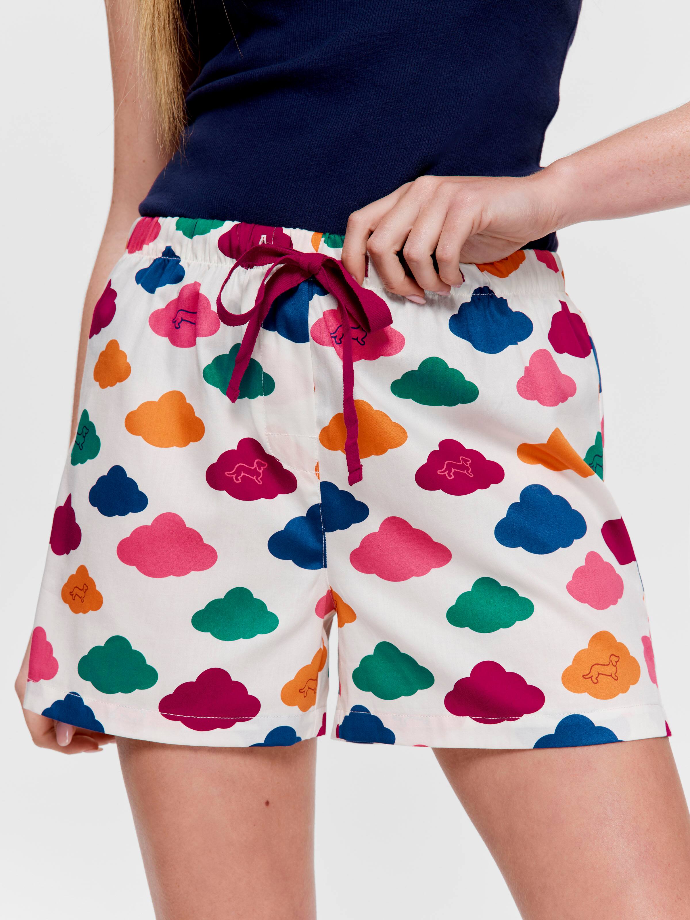 Multi Clouds 100% Cotton Mid Short
