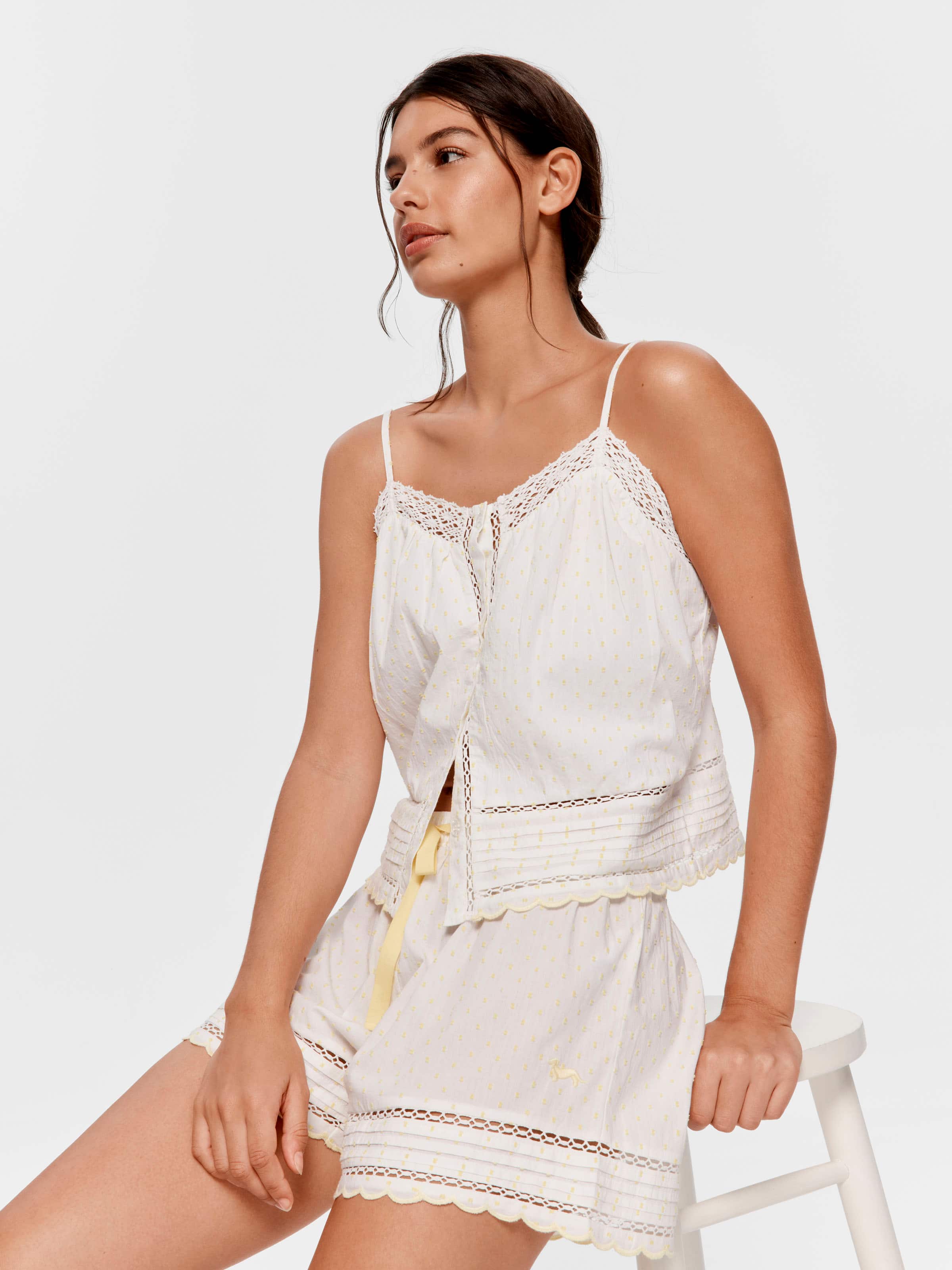 Lemon 100% Cotton Dobby Cami Pj Set