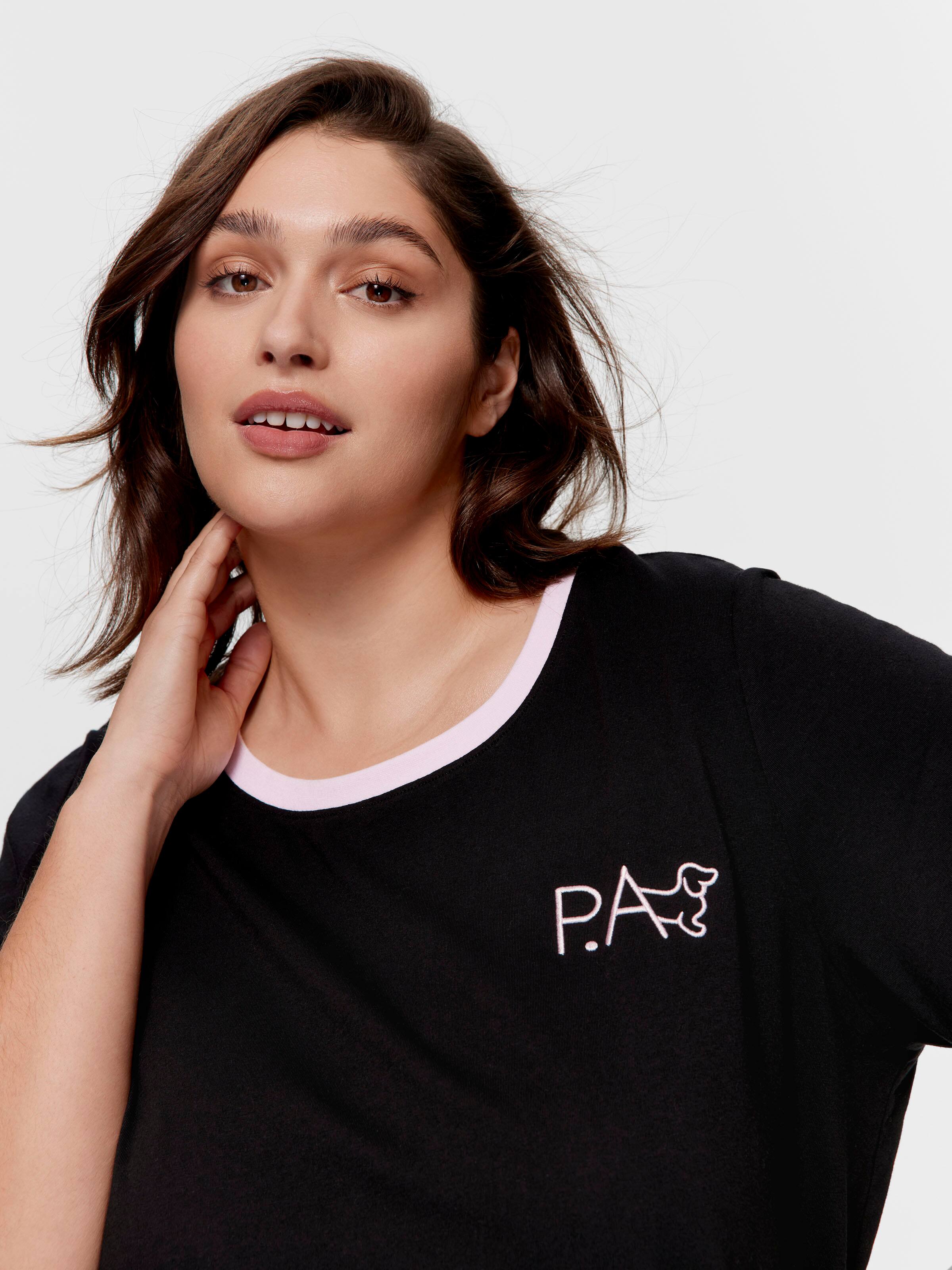 P.A. Plus Black 100% Cotton Boyfriend Tee