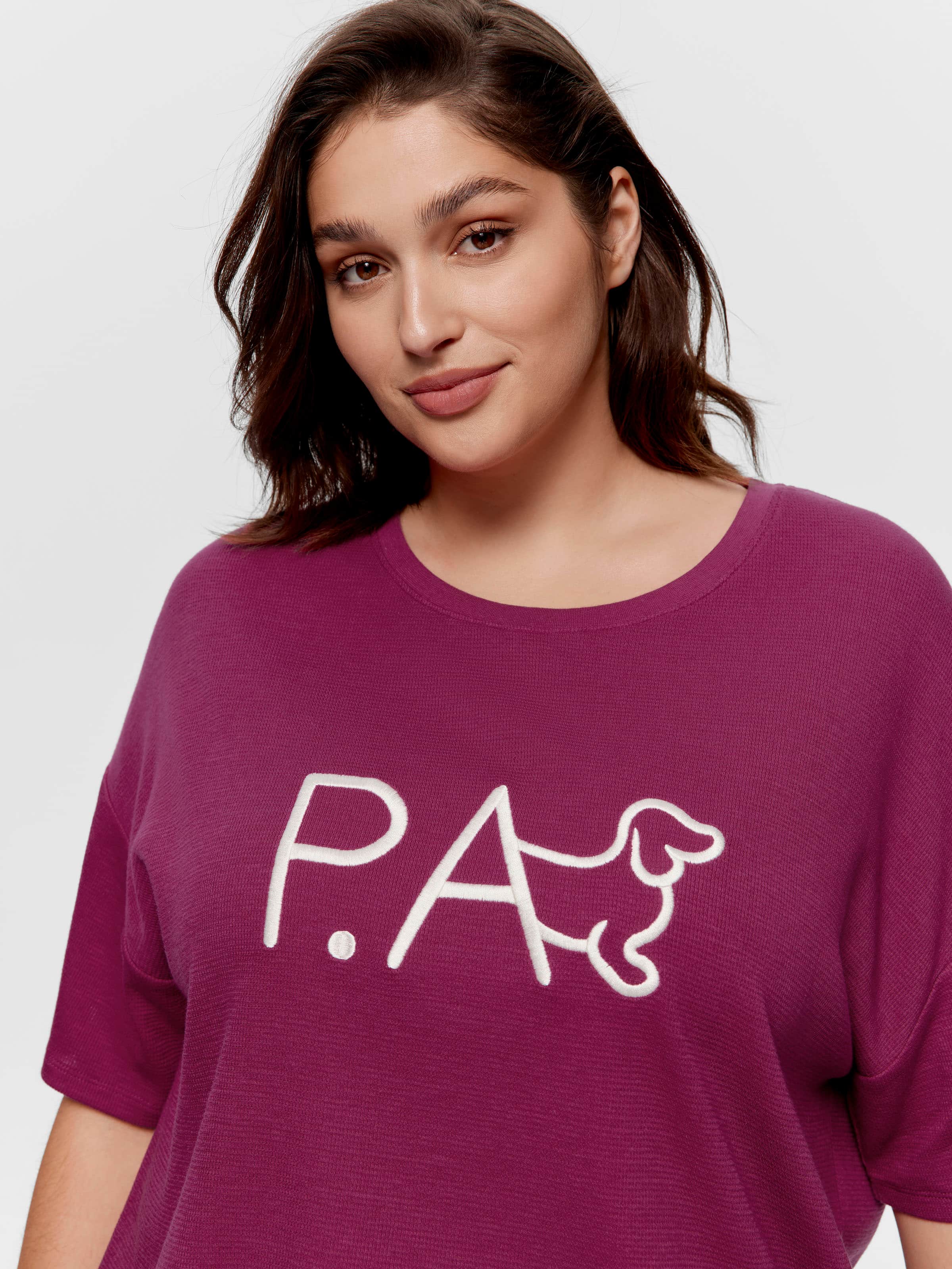 P.A. Plus Plum Waffle Oversized Tee
