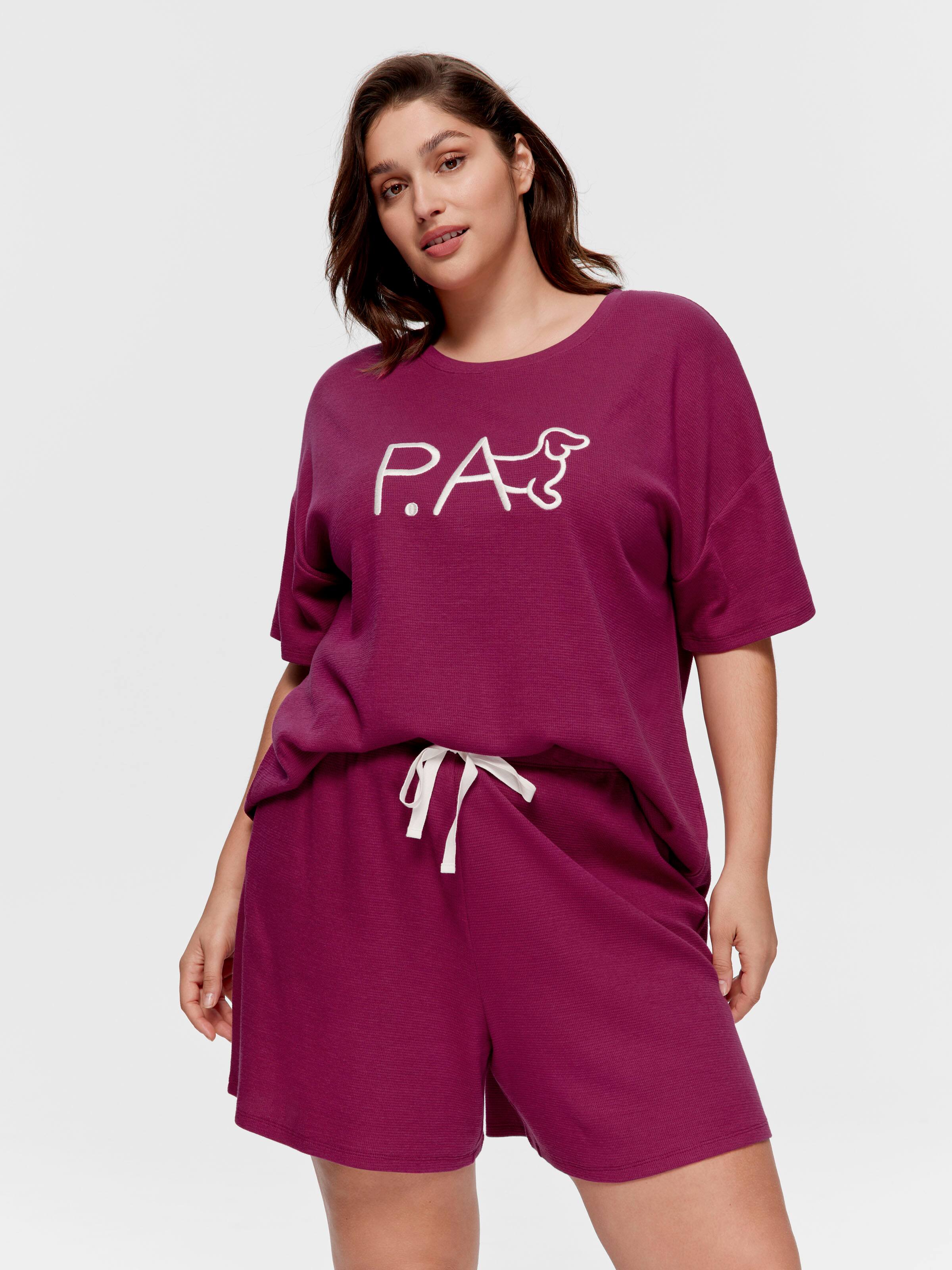 P.A. Plus Plum Waffle Long Short