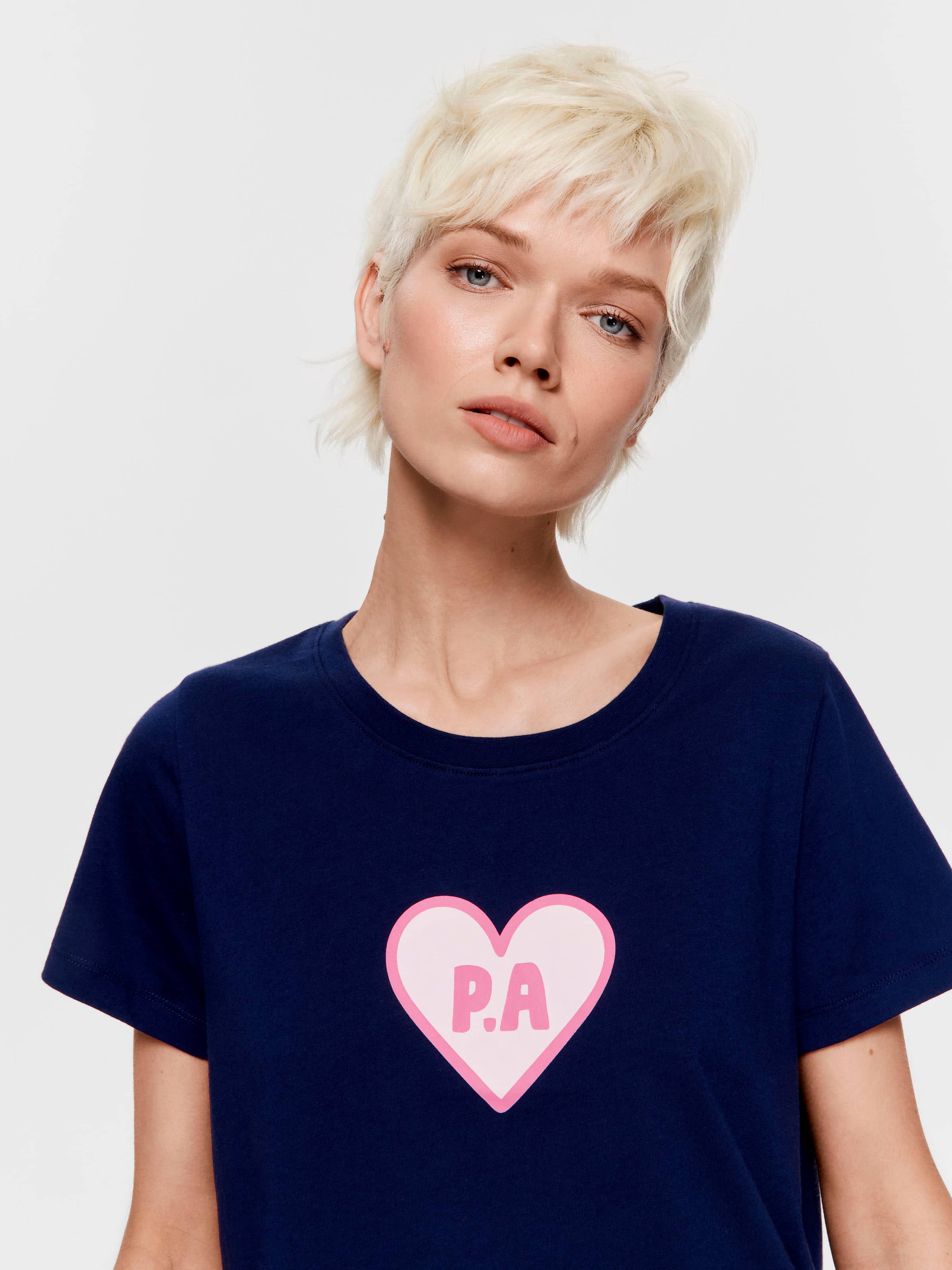 Navy Heart 100% Cotton Tee