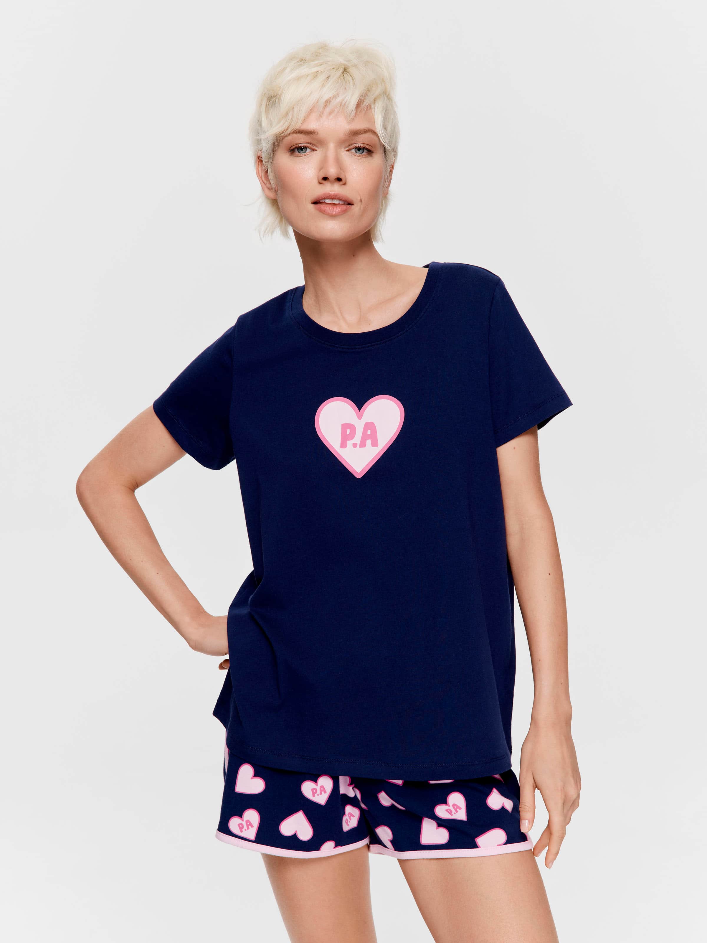 Navy Heart 100% Cotton Tee