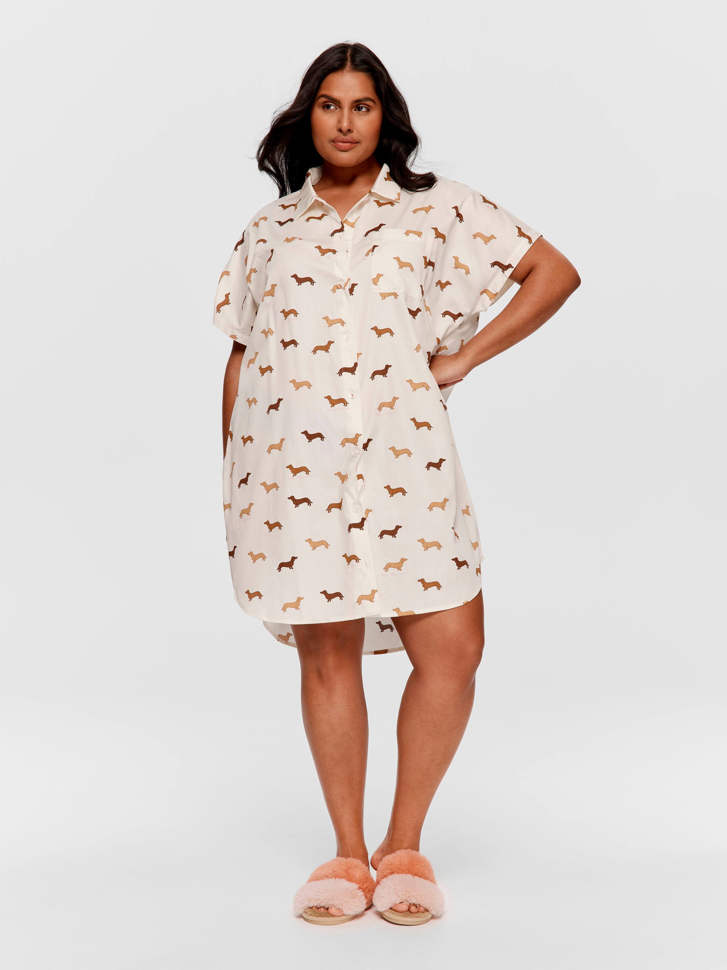 P.A. Plus Cream Penny 100% Cotton Boyfriend Nightshirt