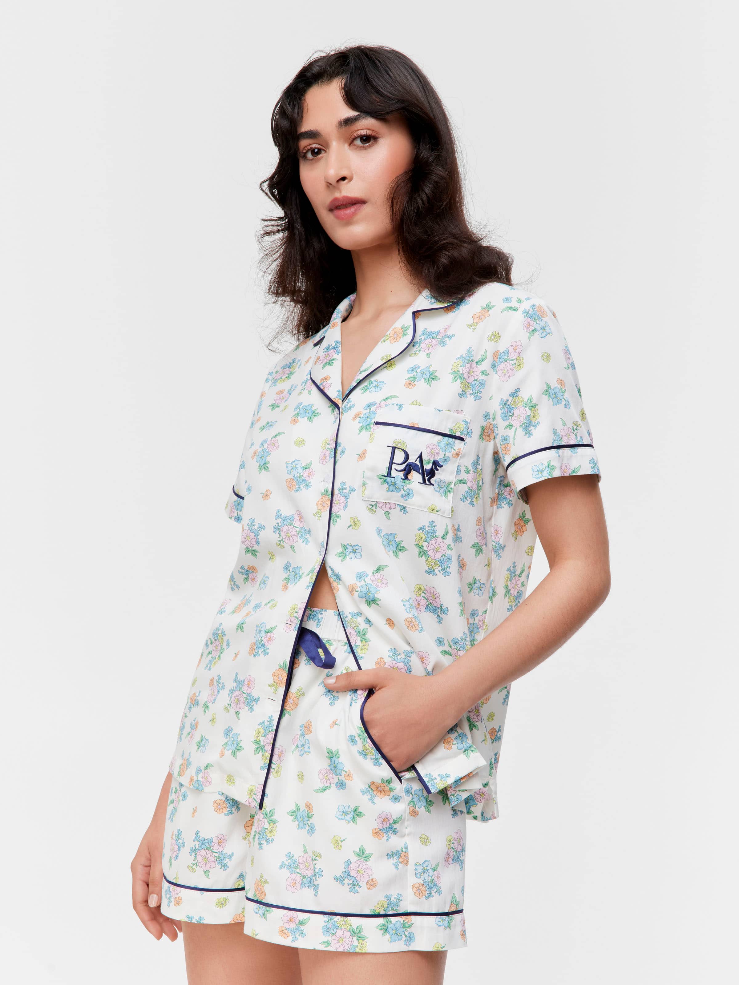 Floral 100% Soft Cotton Shortie Pj Set