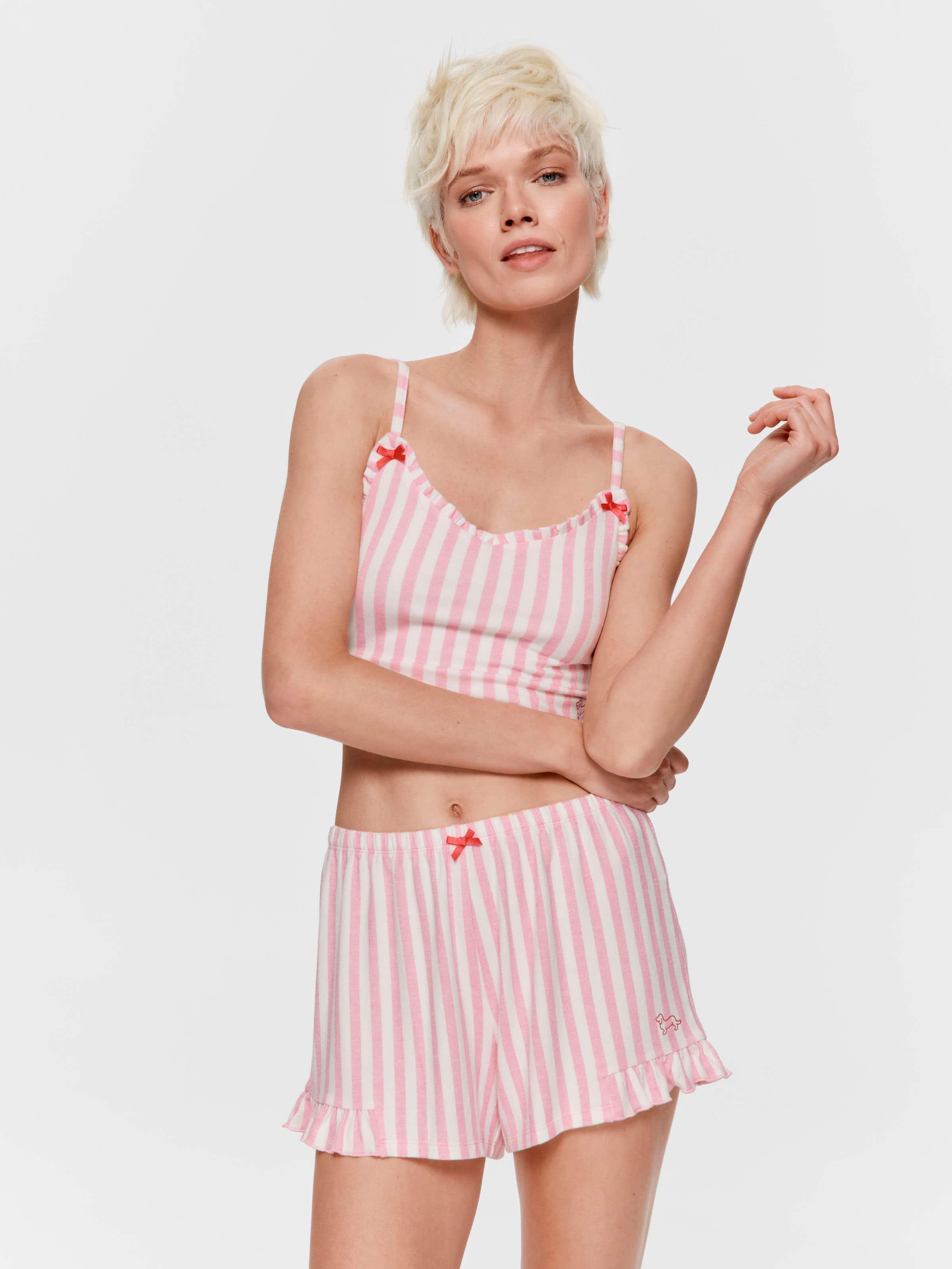 Candy Stripe Fuzzy Frill Mini Short