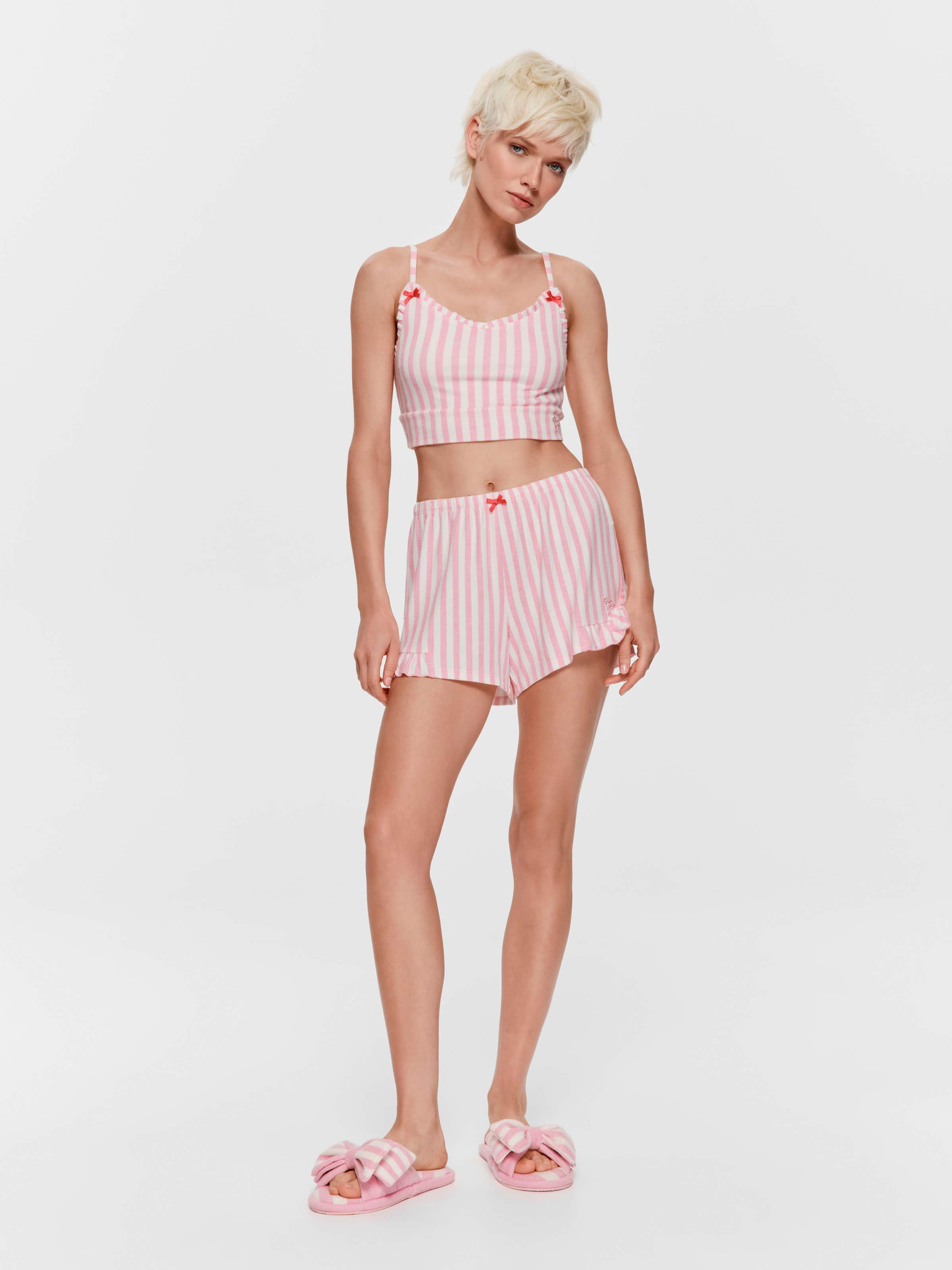 Candy Stripe Fuzzy Frill Mini Short