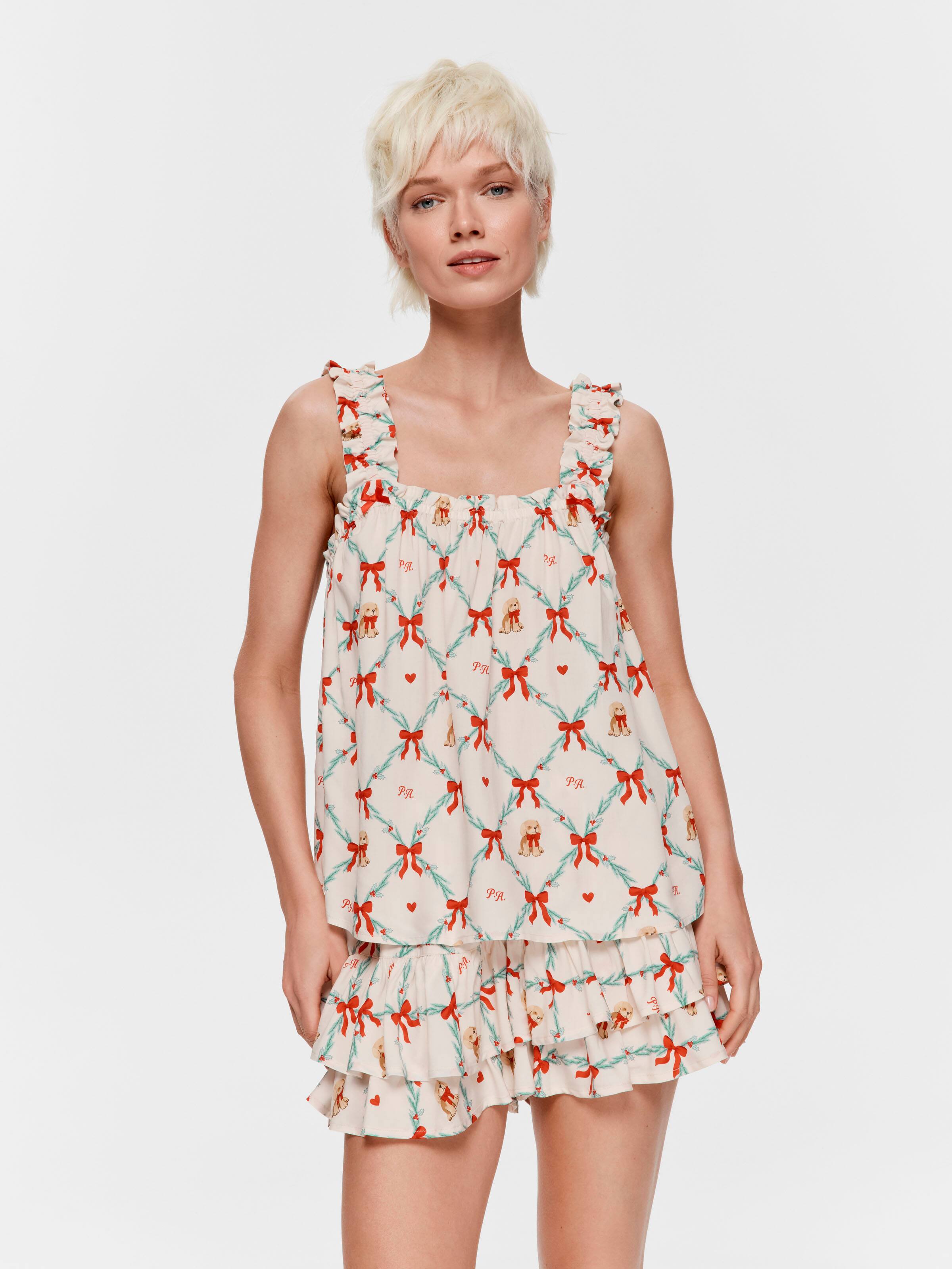 Vintage Penny Ruffle Cami Shortie Pj Set