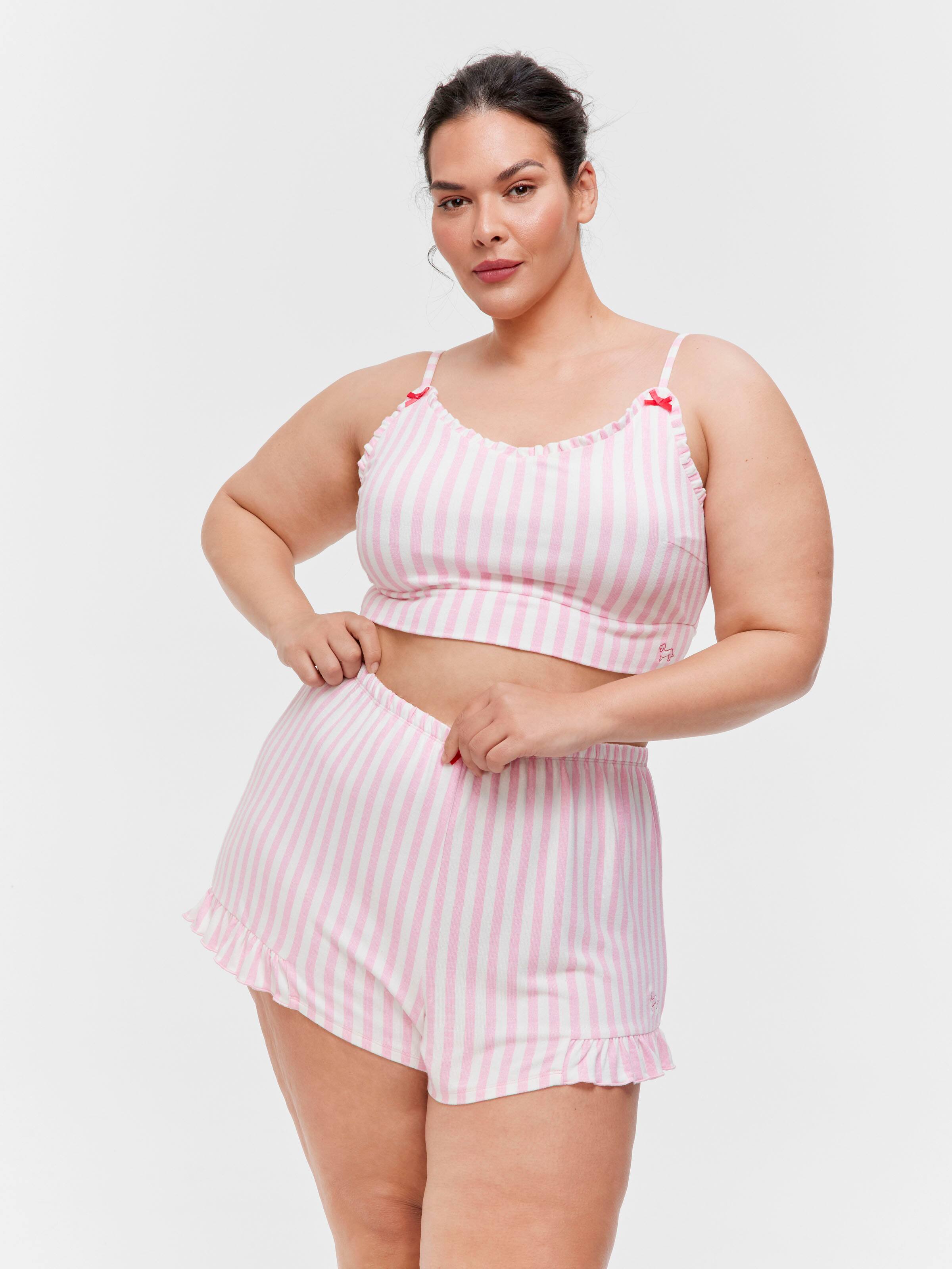 P.A. Plus Candy Stripe Fuzzy Crop