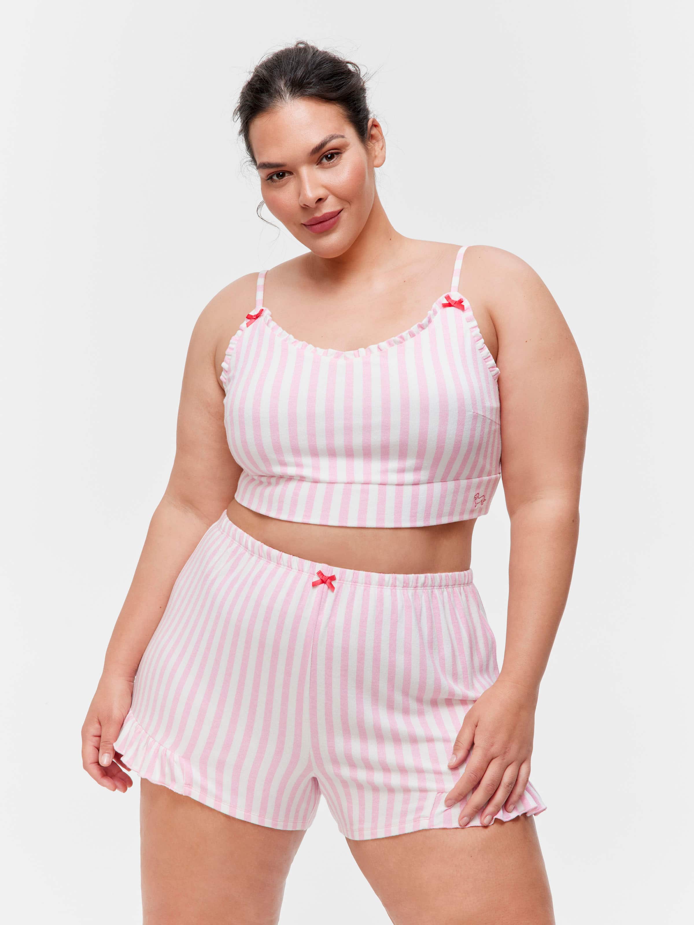 P.A. Plus Candy Stripe Fuzzy Frill Mini Short