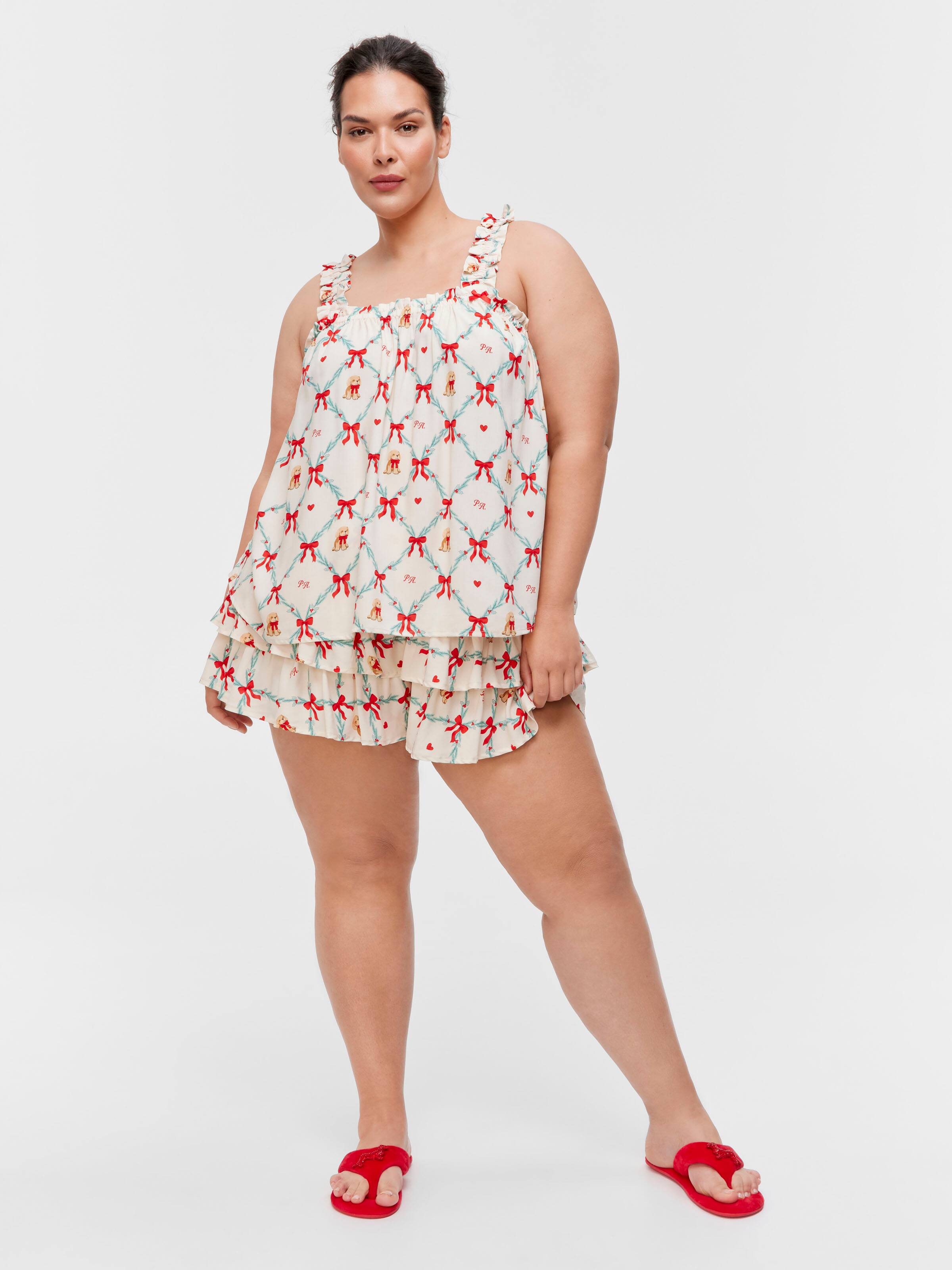 P.A. Plus Vintage Penny Ruffle Cami Shortie Pj Set