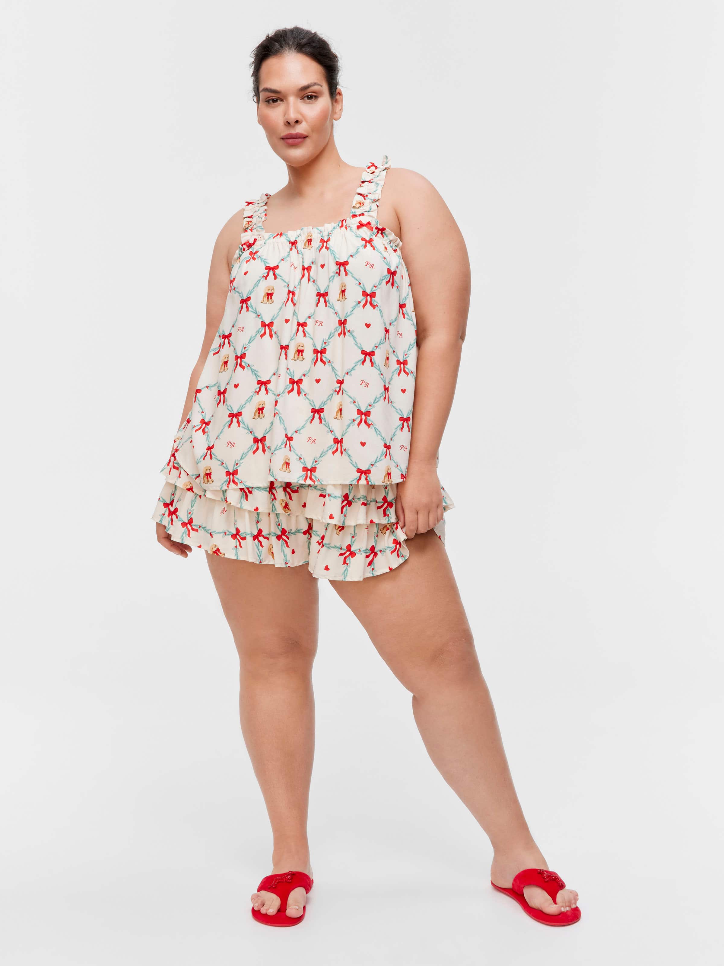 P.A. Plus Vintage Penny Ruffle Cami Shortie Pj Set