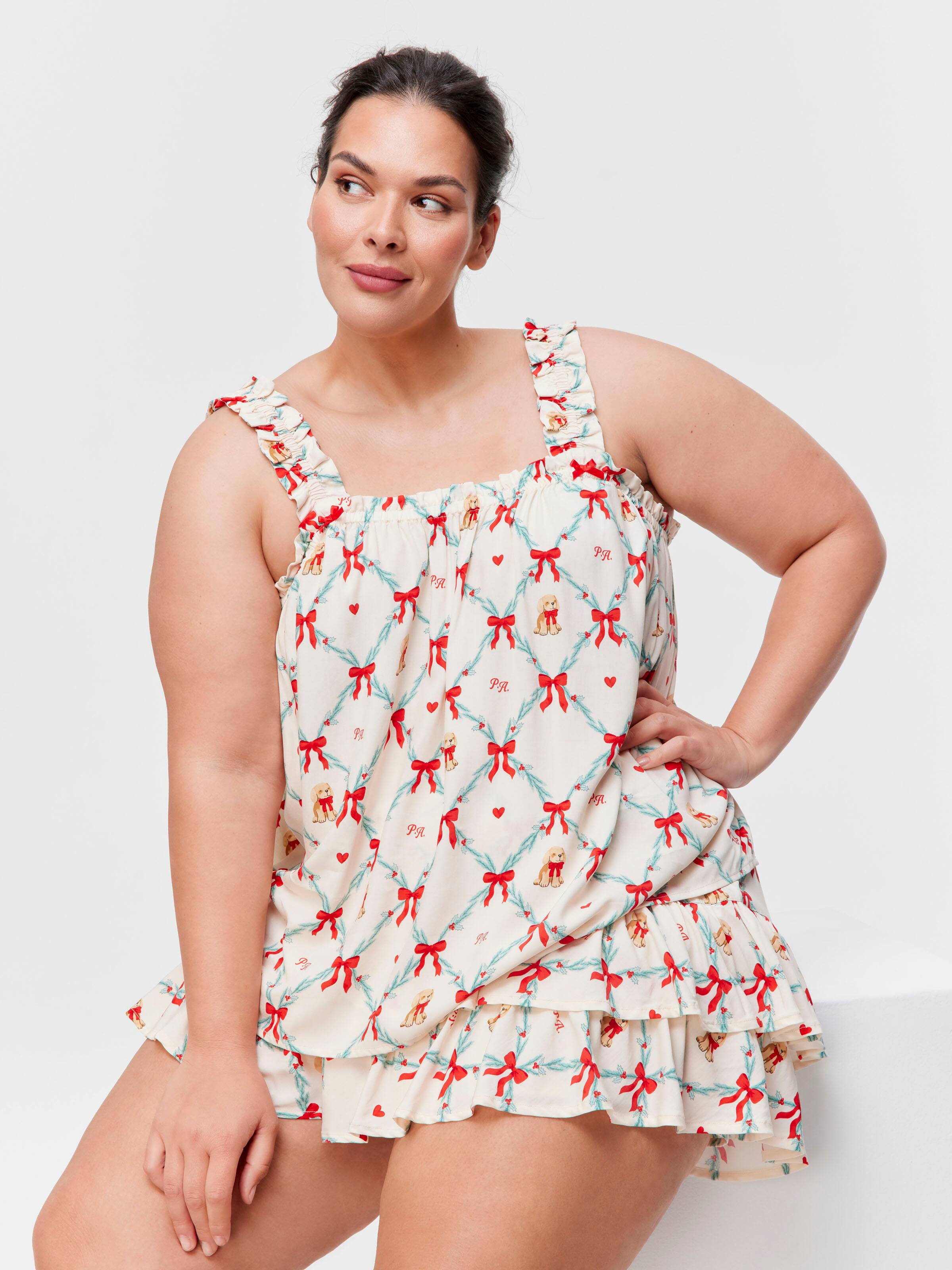 P.A. Plus Vintage Penny Ruffle Cami Shortie Pj Set