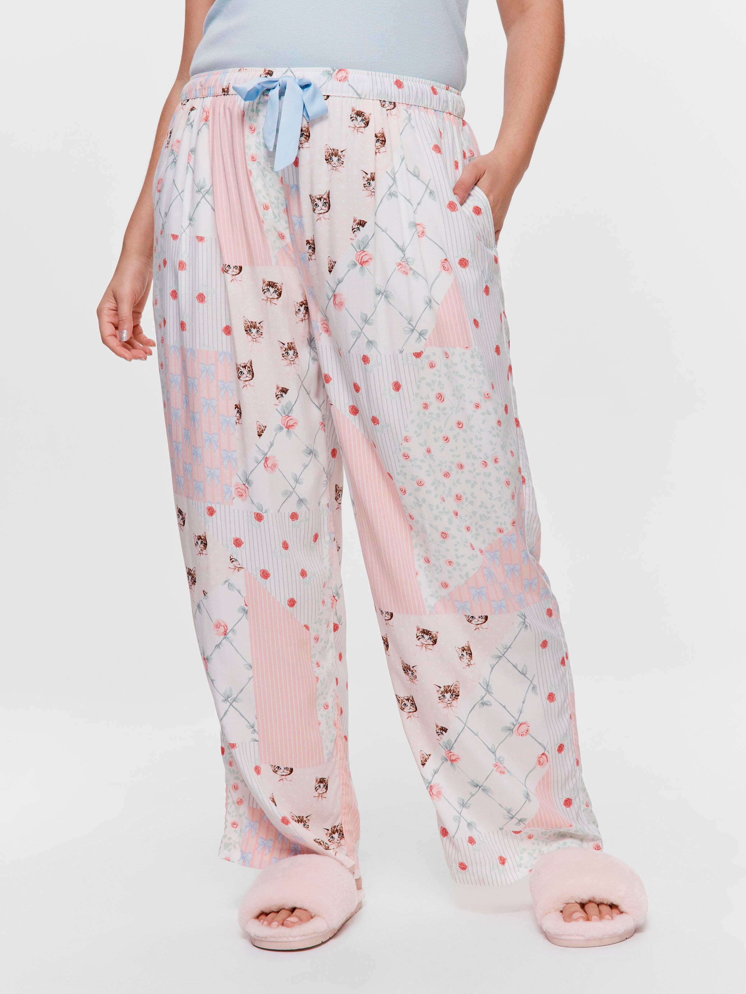 P.A. Plus Vintage Cat Patchwork Wide Leg Pj Pant
