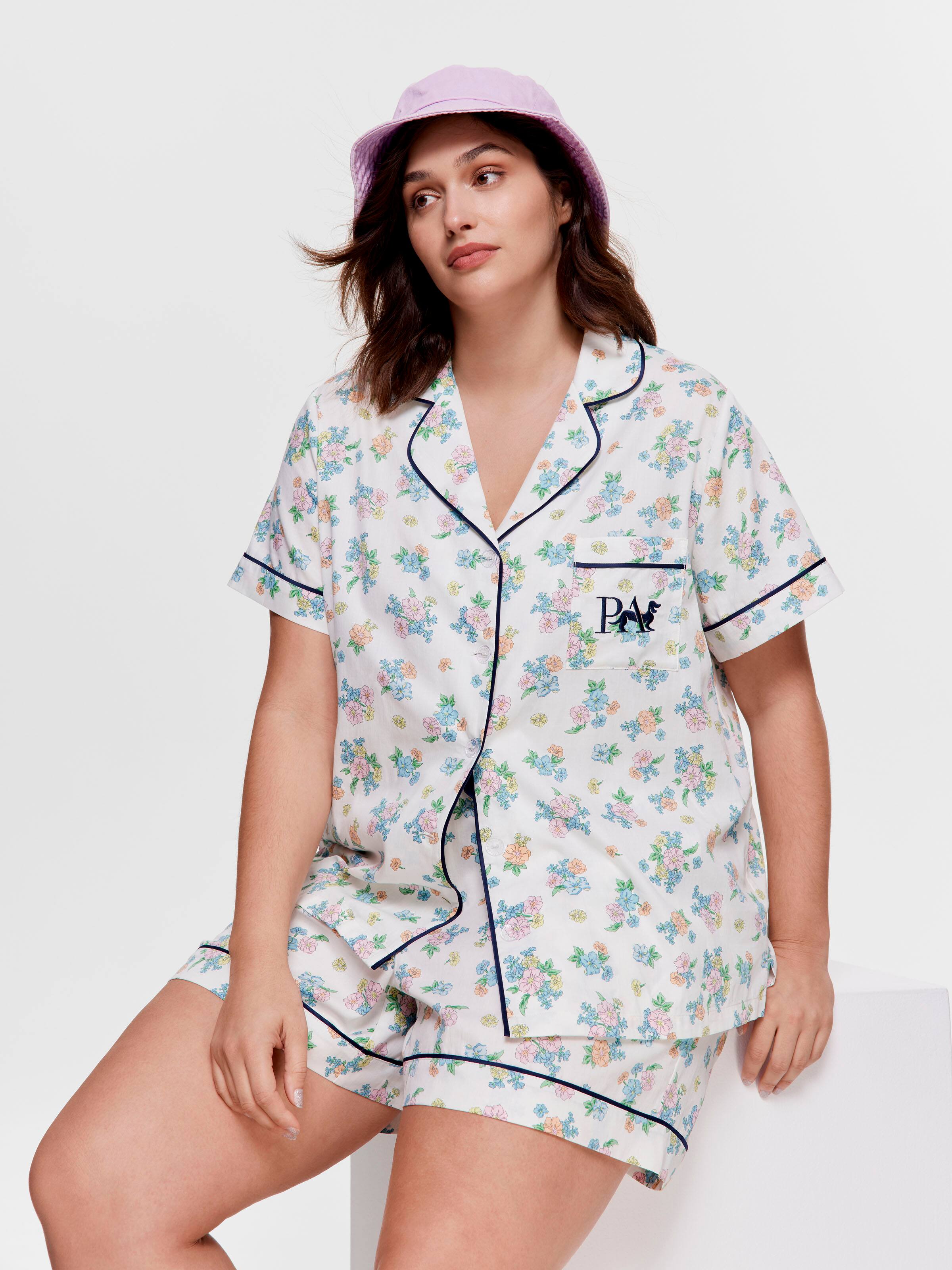 P.A. Plus Floral 100% Soft Cotton Shortie Pj Set