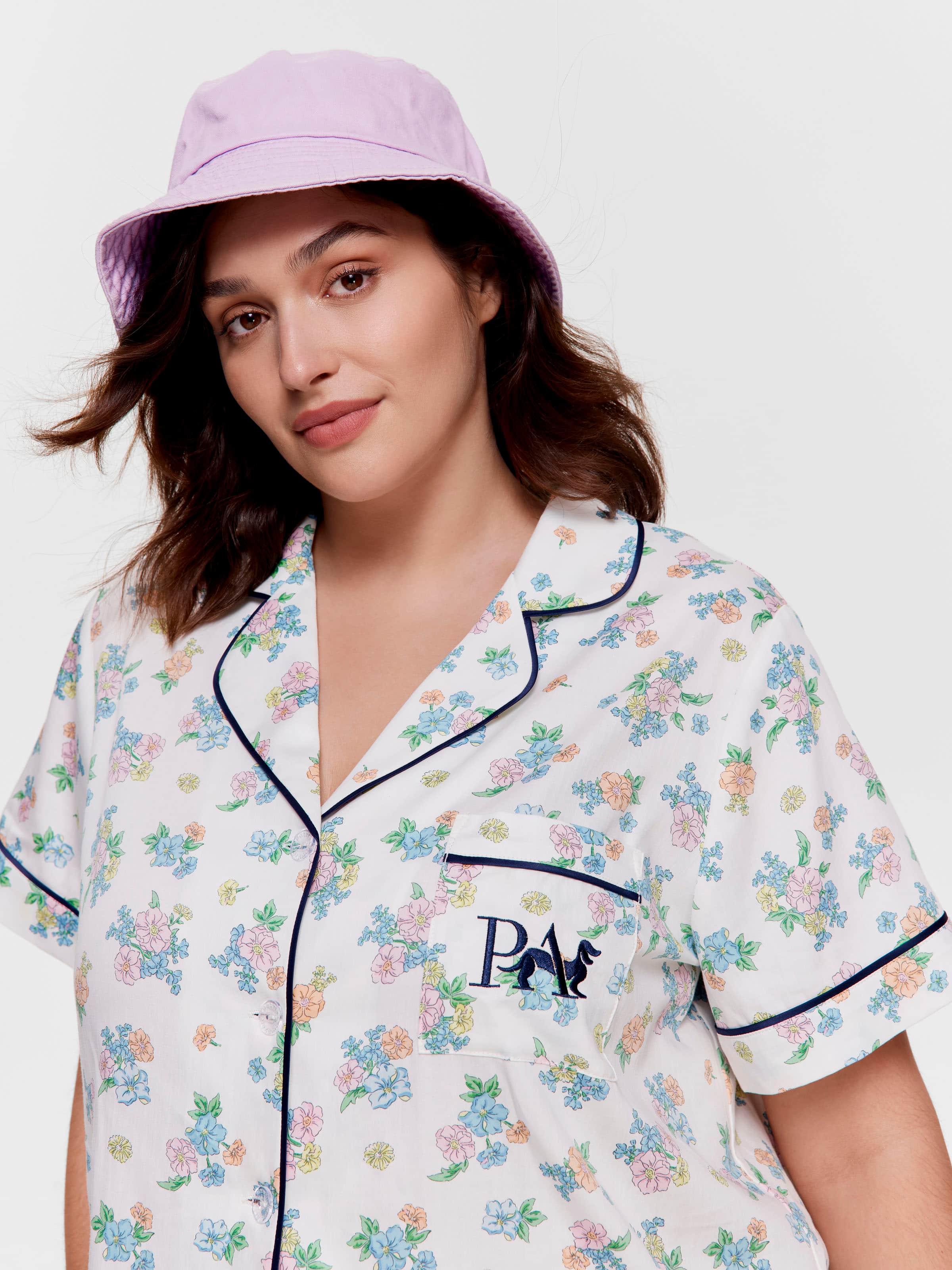 P.A. Plus Floral 100% Soft Cotton Shortie Pj Set