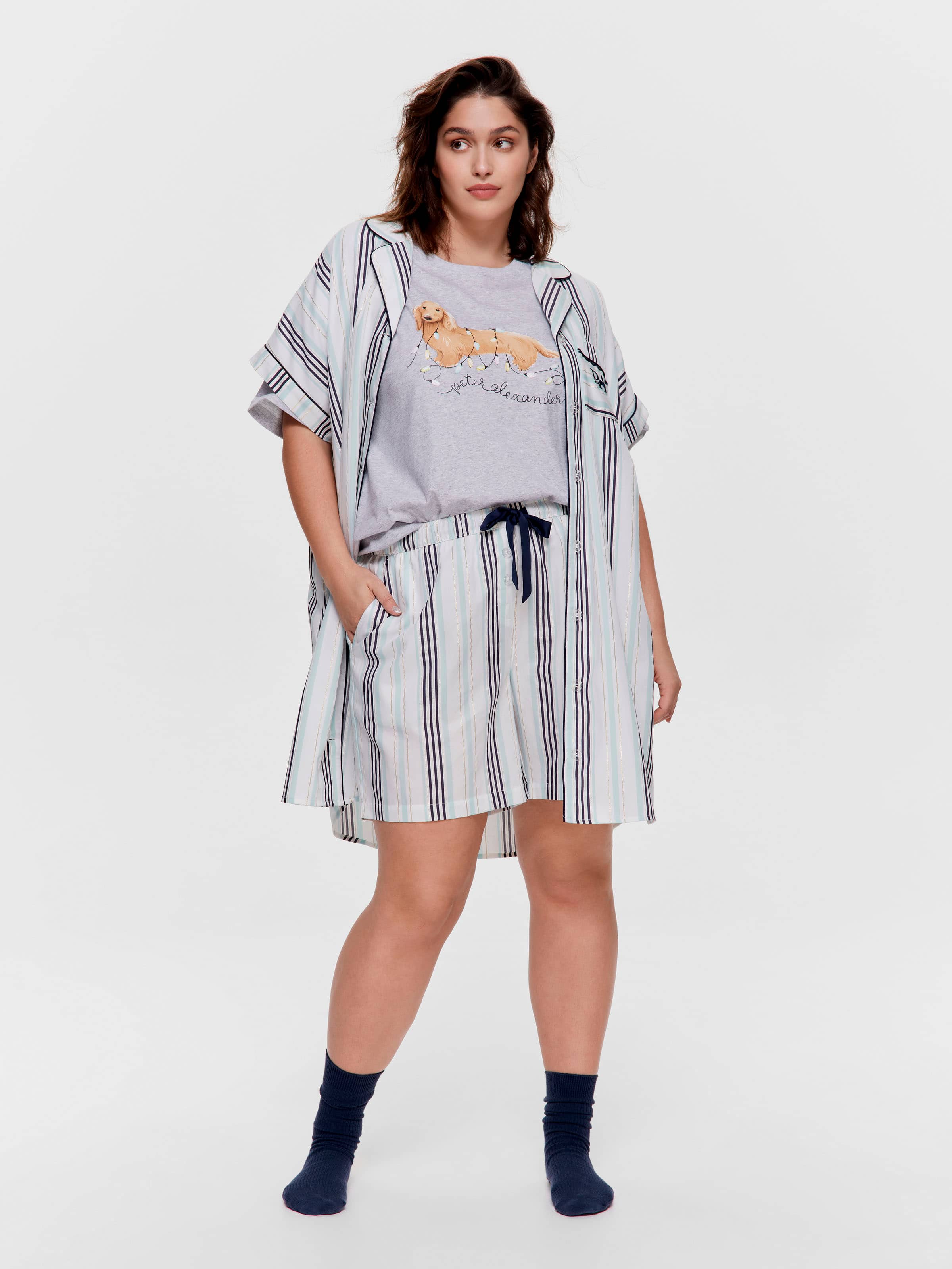 P.A. Plus Lurex Stripe 100% Cotton Long Short