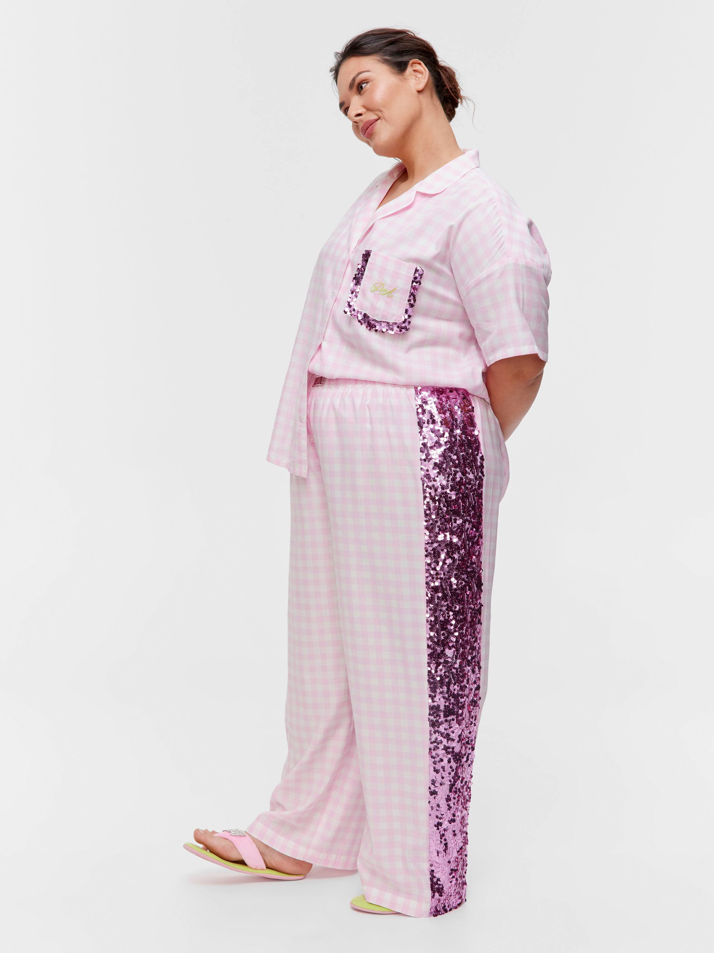 P.A. Plus Peter's Pink Sparkly Sequin Gingham Fashion Pant