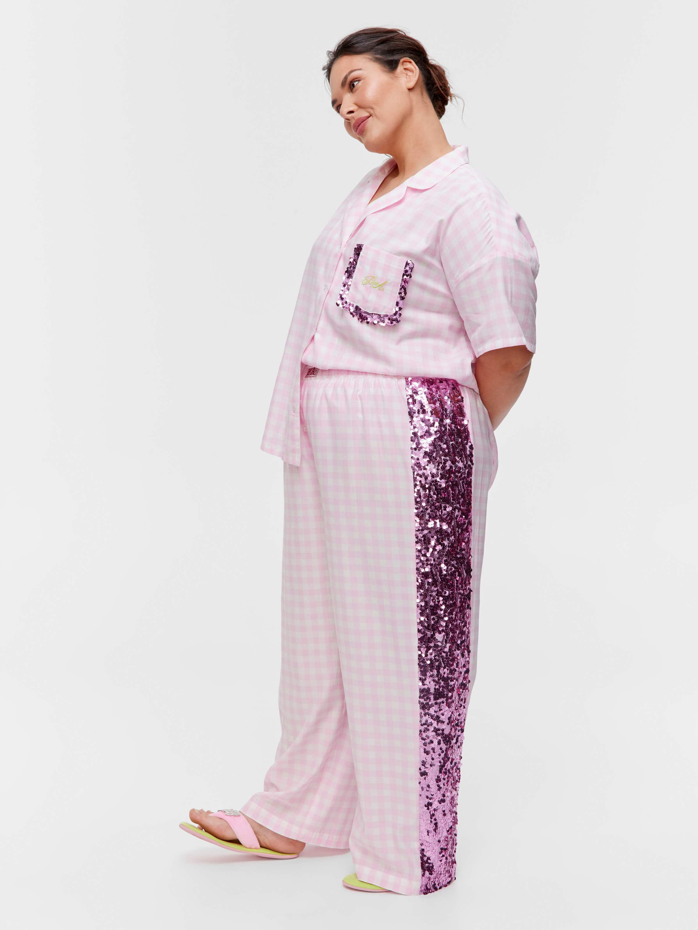 P.A. Plus Peter's Pink Sparkly Sequin Gingham Fashion Pant