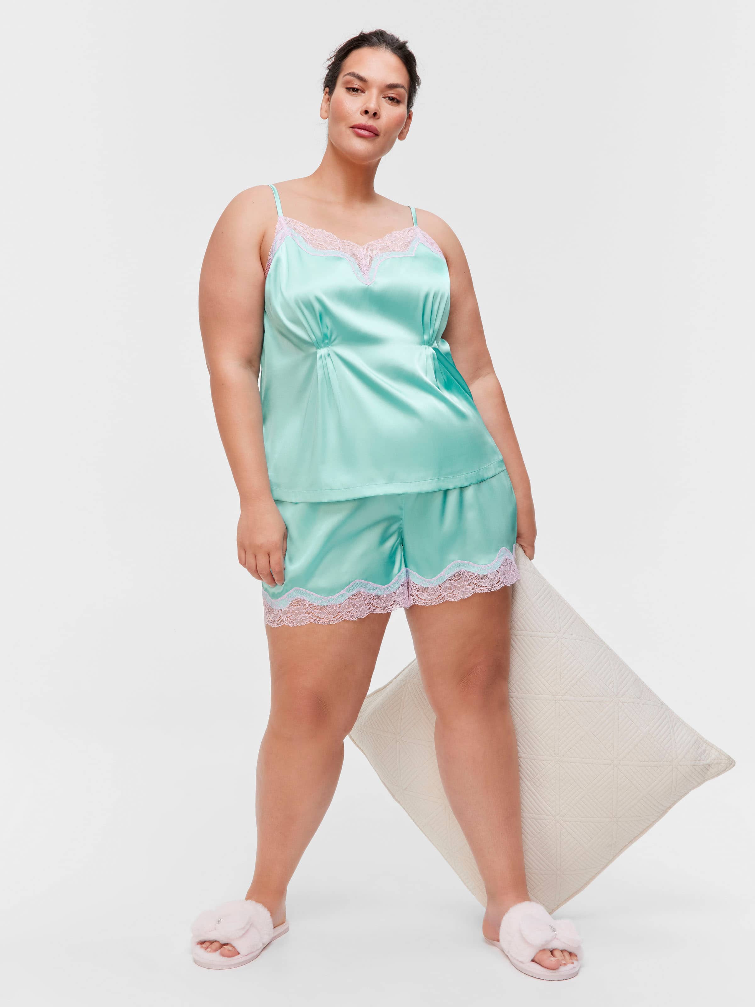 P.A. Plus Peter's Aqua Lace Satin Cami Pj Set