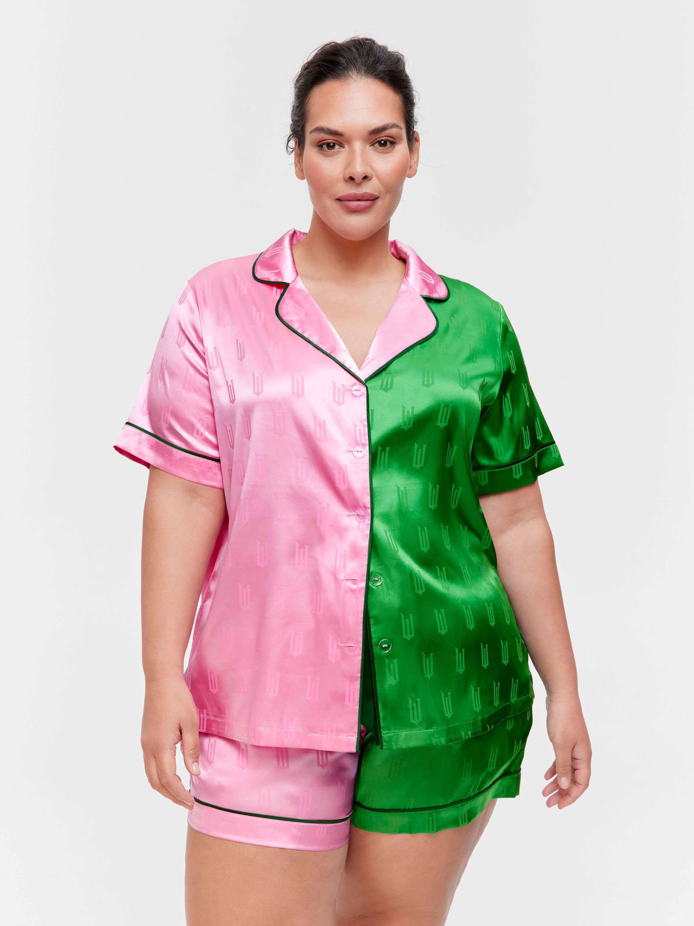 P.A. Plus Wicked Chic Satin Shortie Pj Set