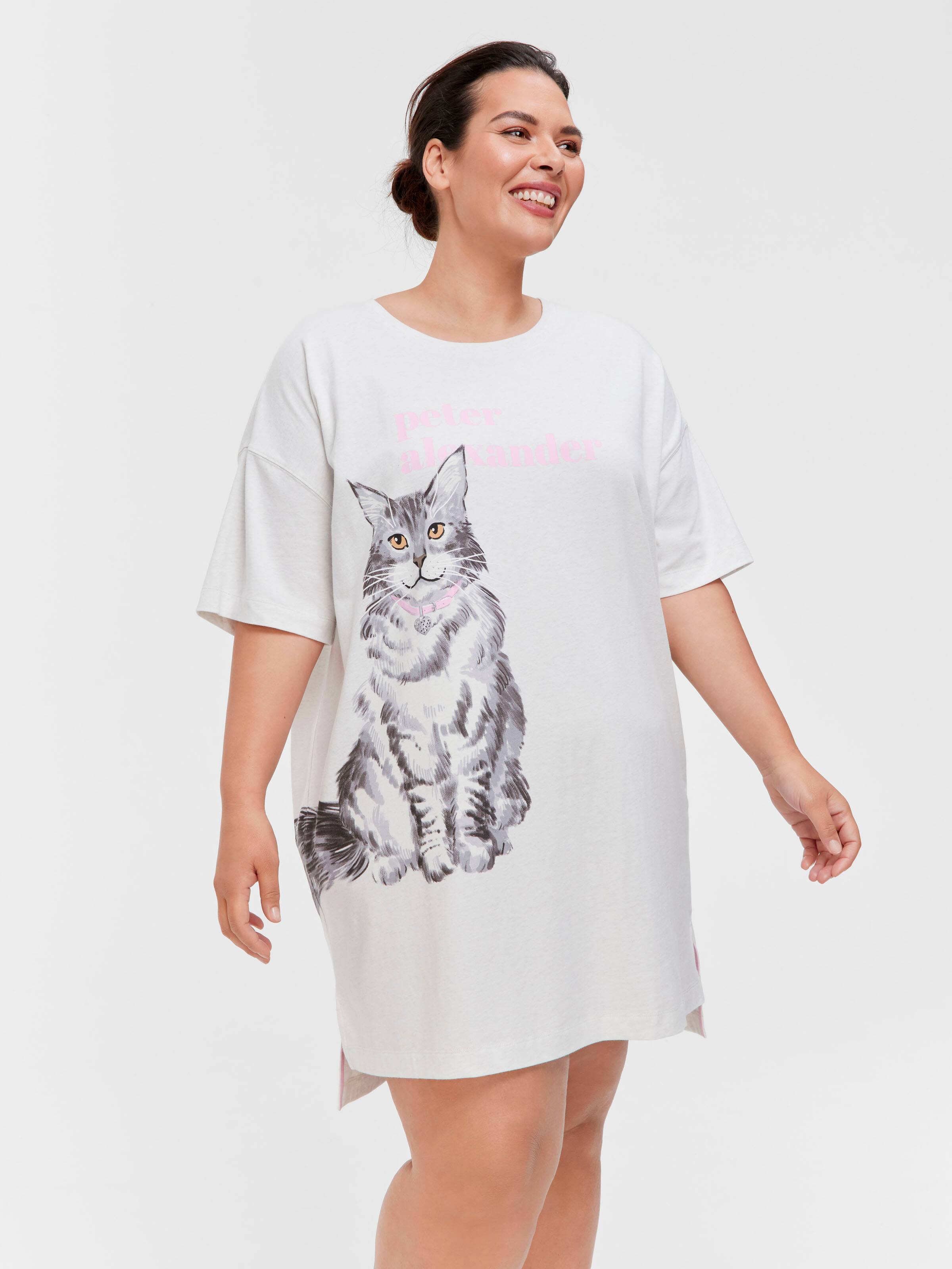 P.A. Plus Maine Coon Cat Split Hem Sleep Tee
