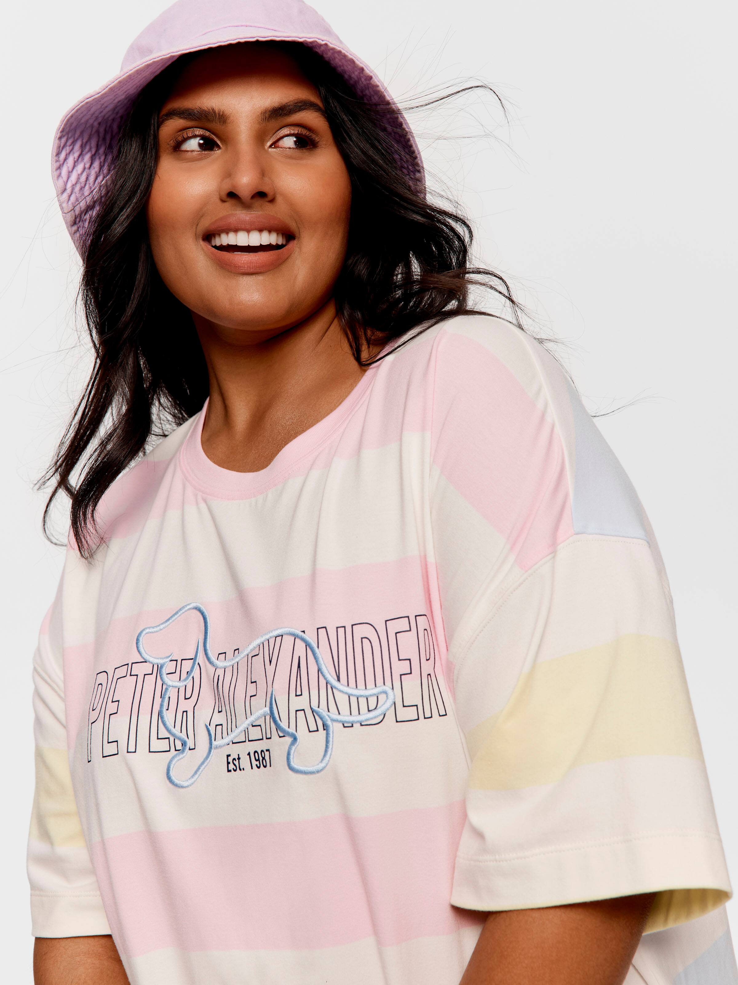 P.A. Plus Penny Logo Stripe Split Hem Sleep Tee