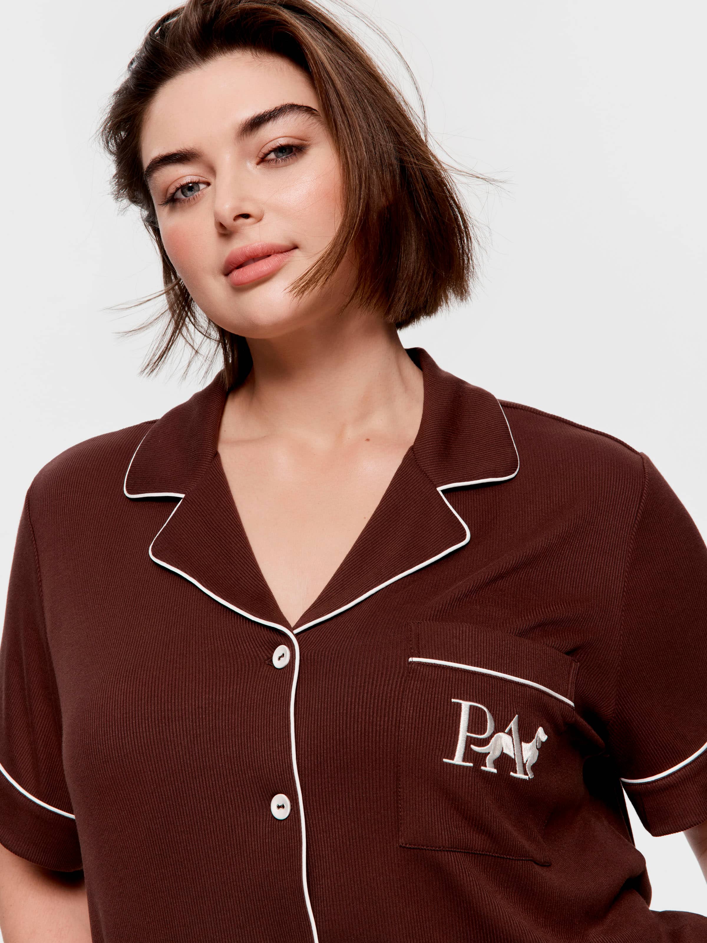 P.A. Plus Choc Bamboo Rib Pj Set
