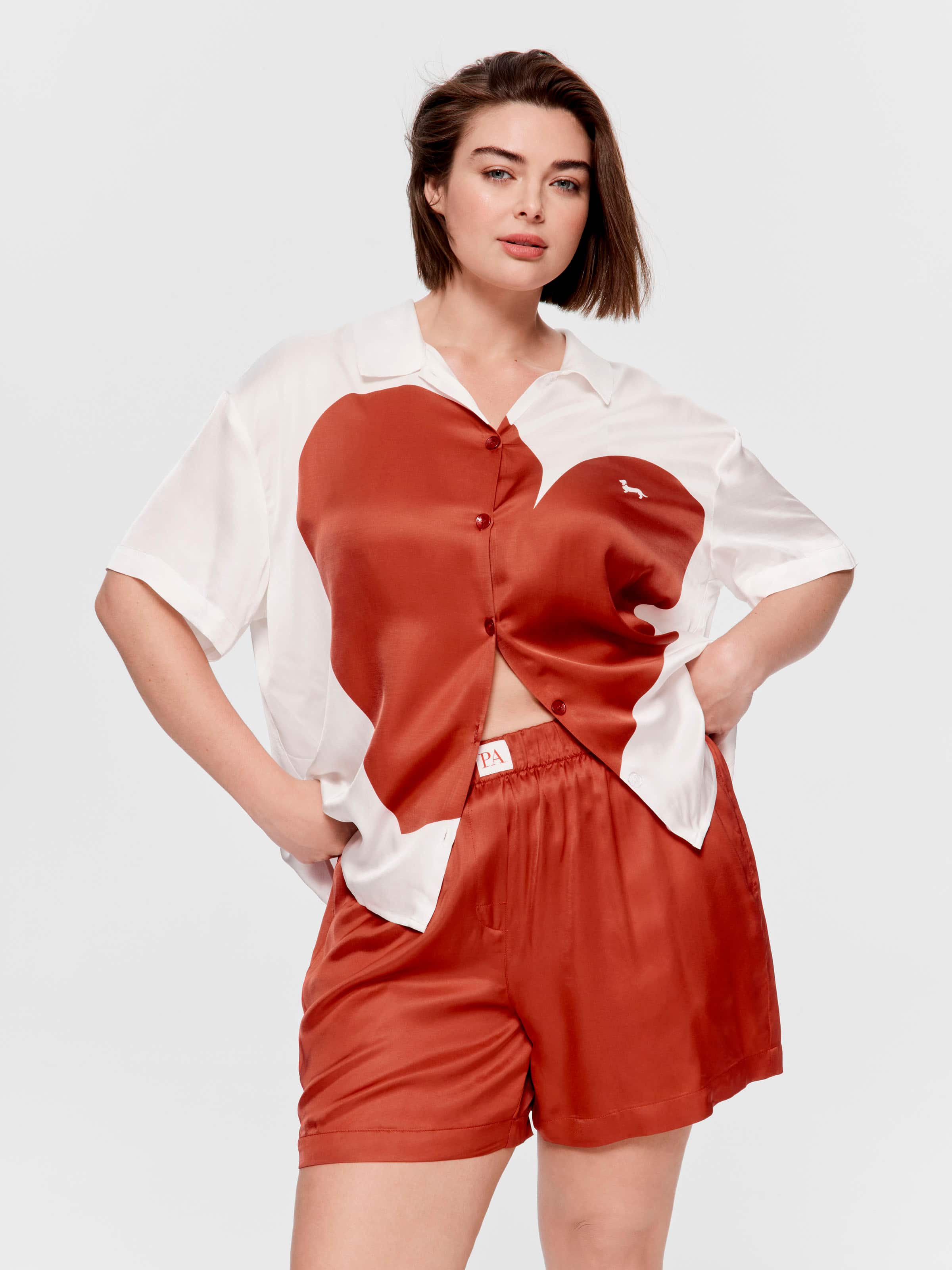 P.A. Plus Red Heart Shortie Pj Set