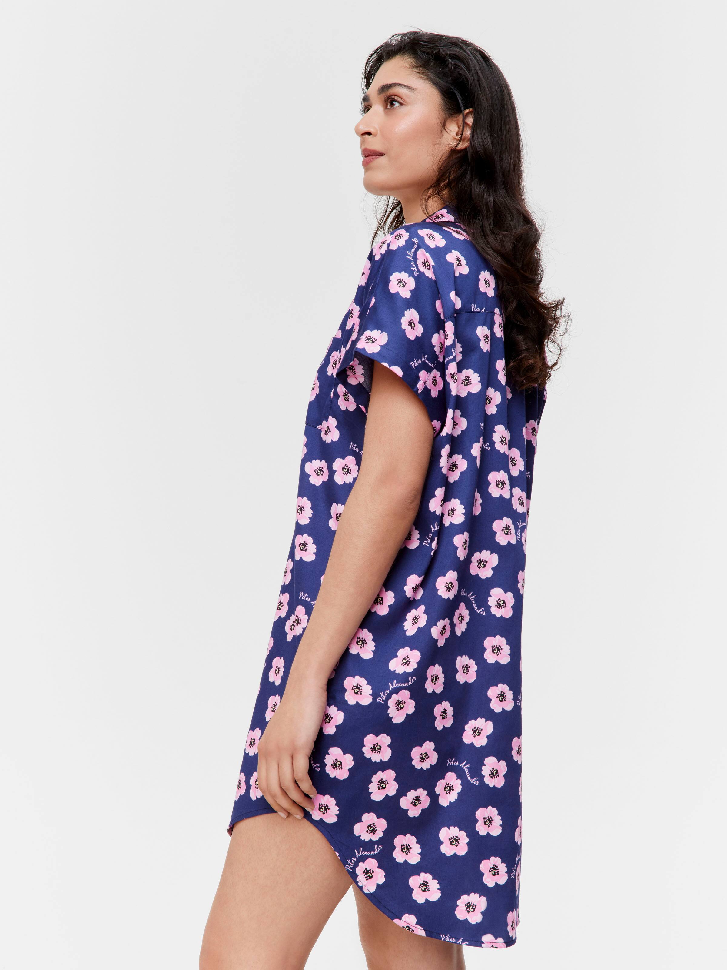 Navy Floral 100% Cotton Nightshirt
