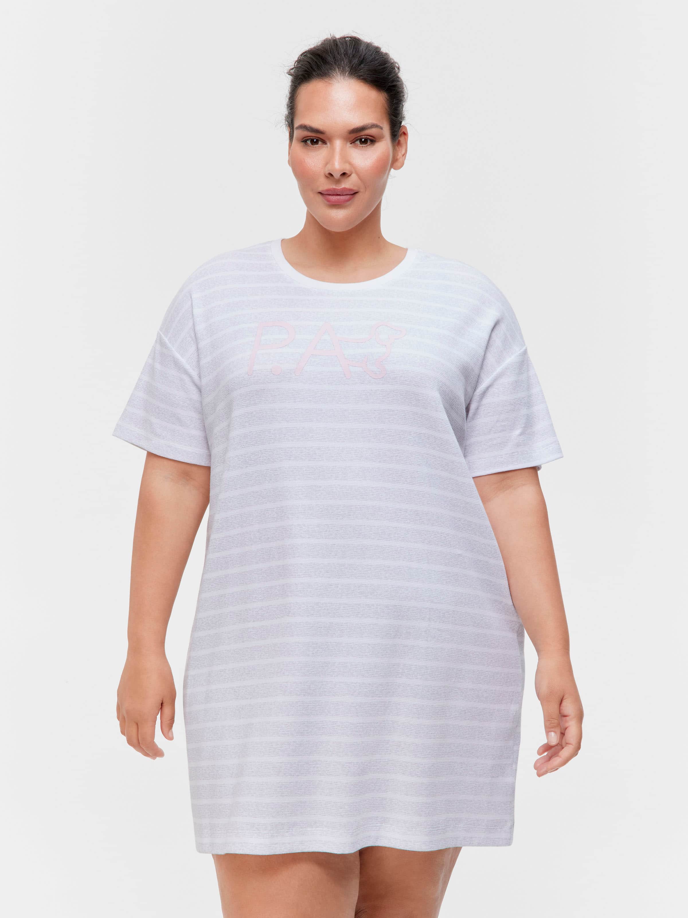 P.A. Plus Grey Stripe Waffle Sleep Tee