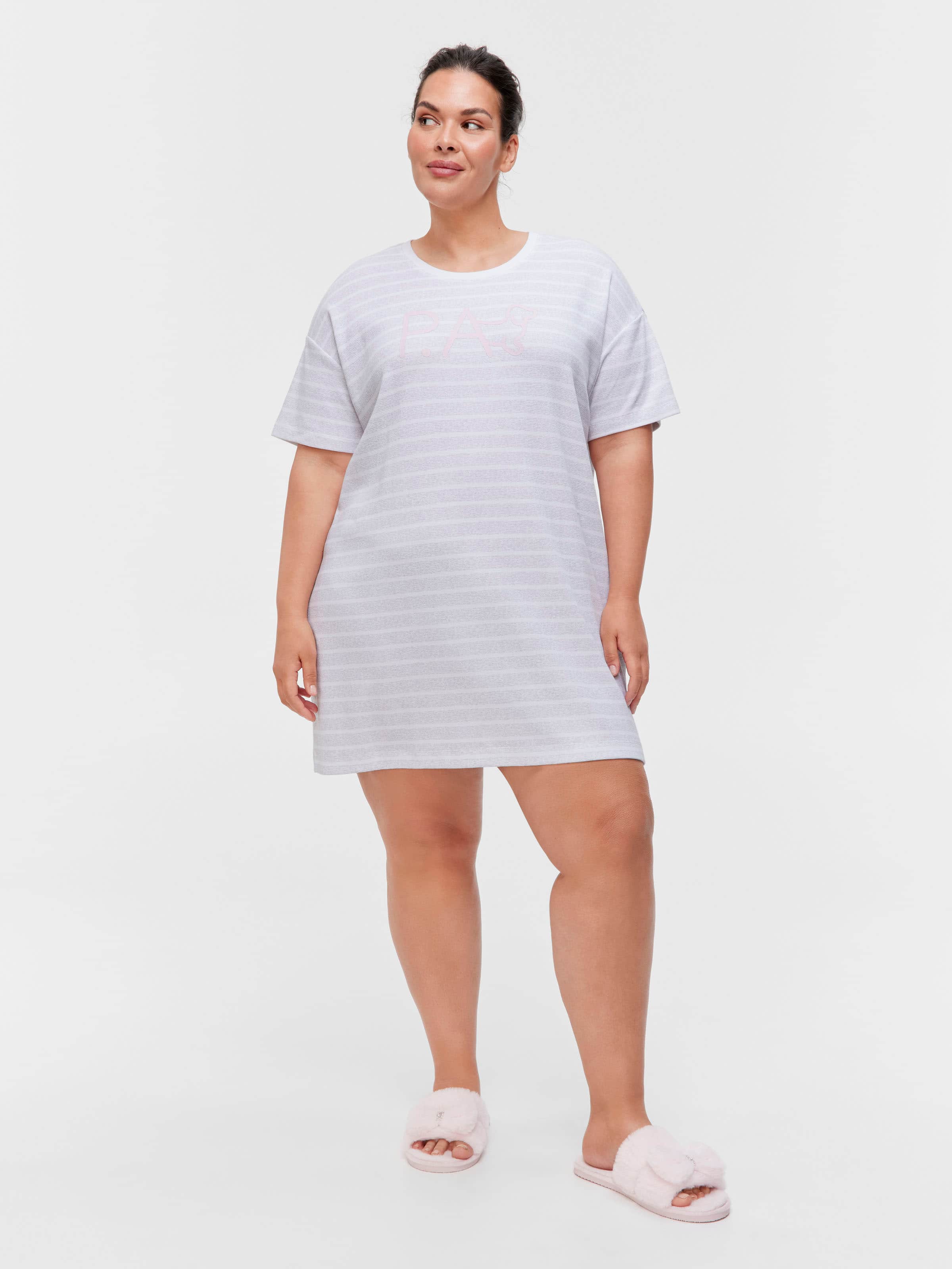 P.A. Plus Grey Stripe Waffle Sleep Tee