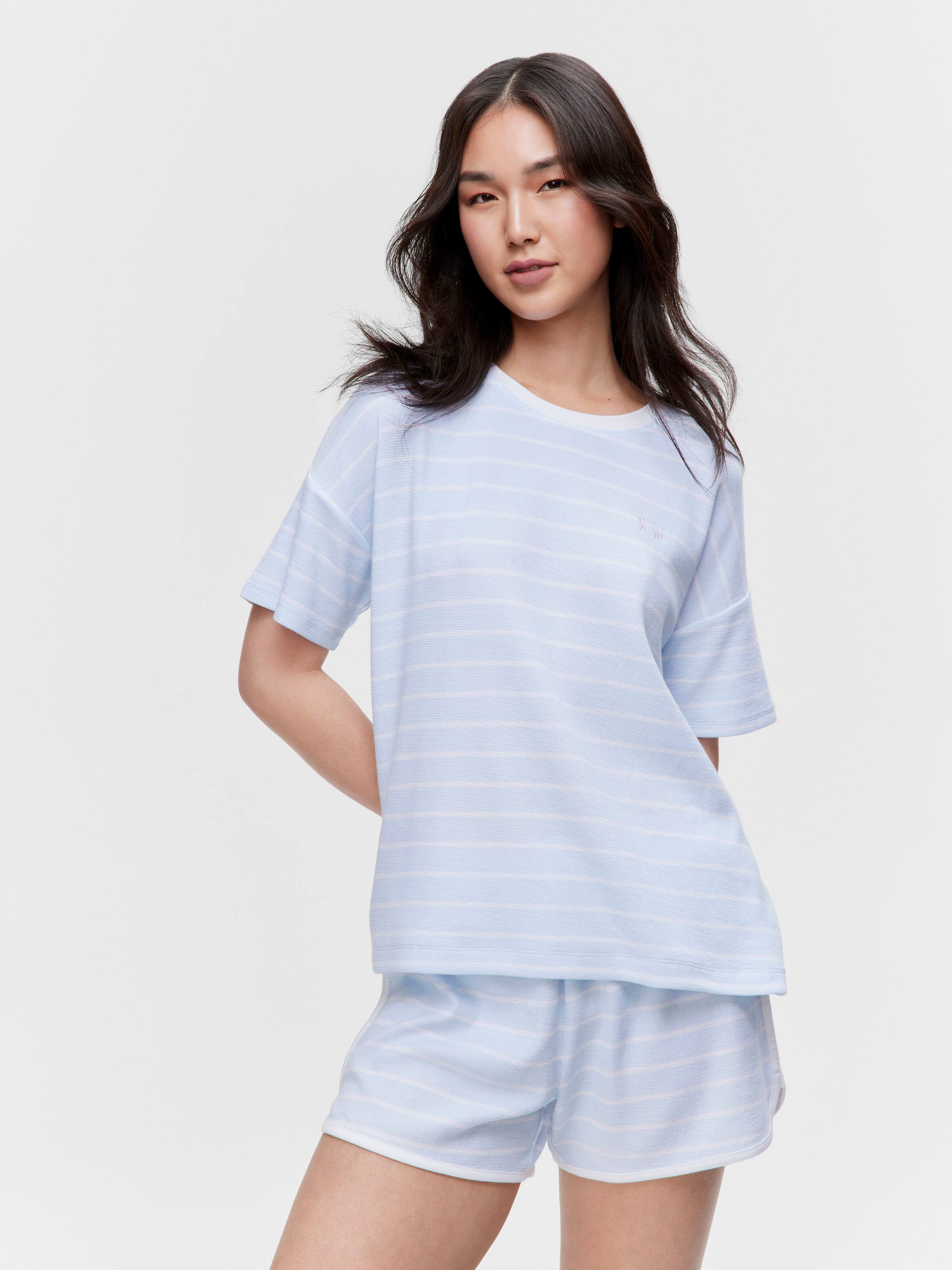 Blue Stripe Waffle Tee