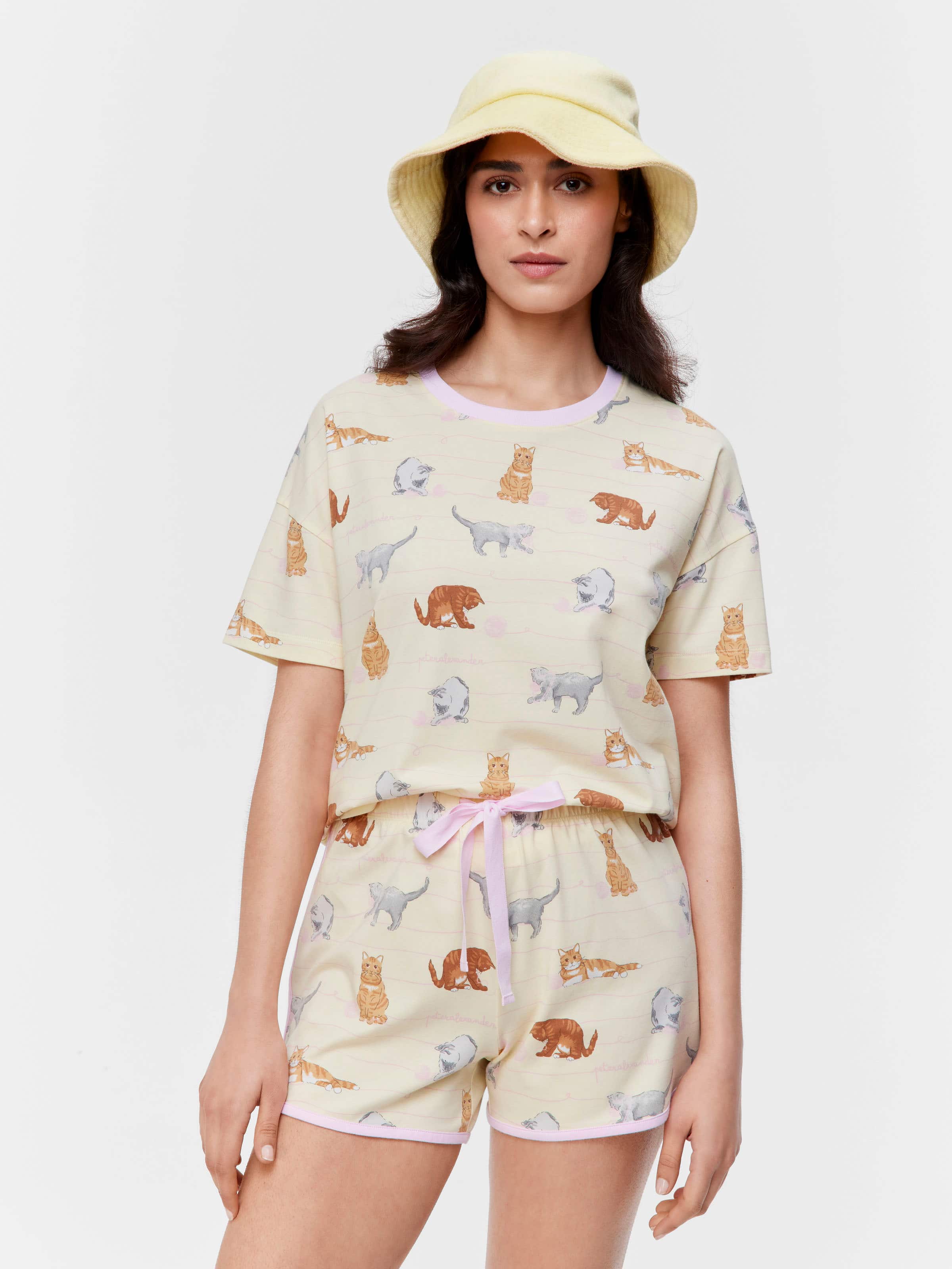 Lemon Cats Shortie Pj Set