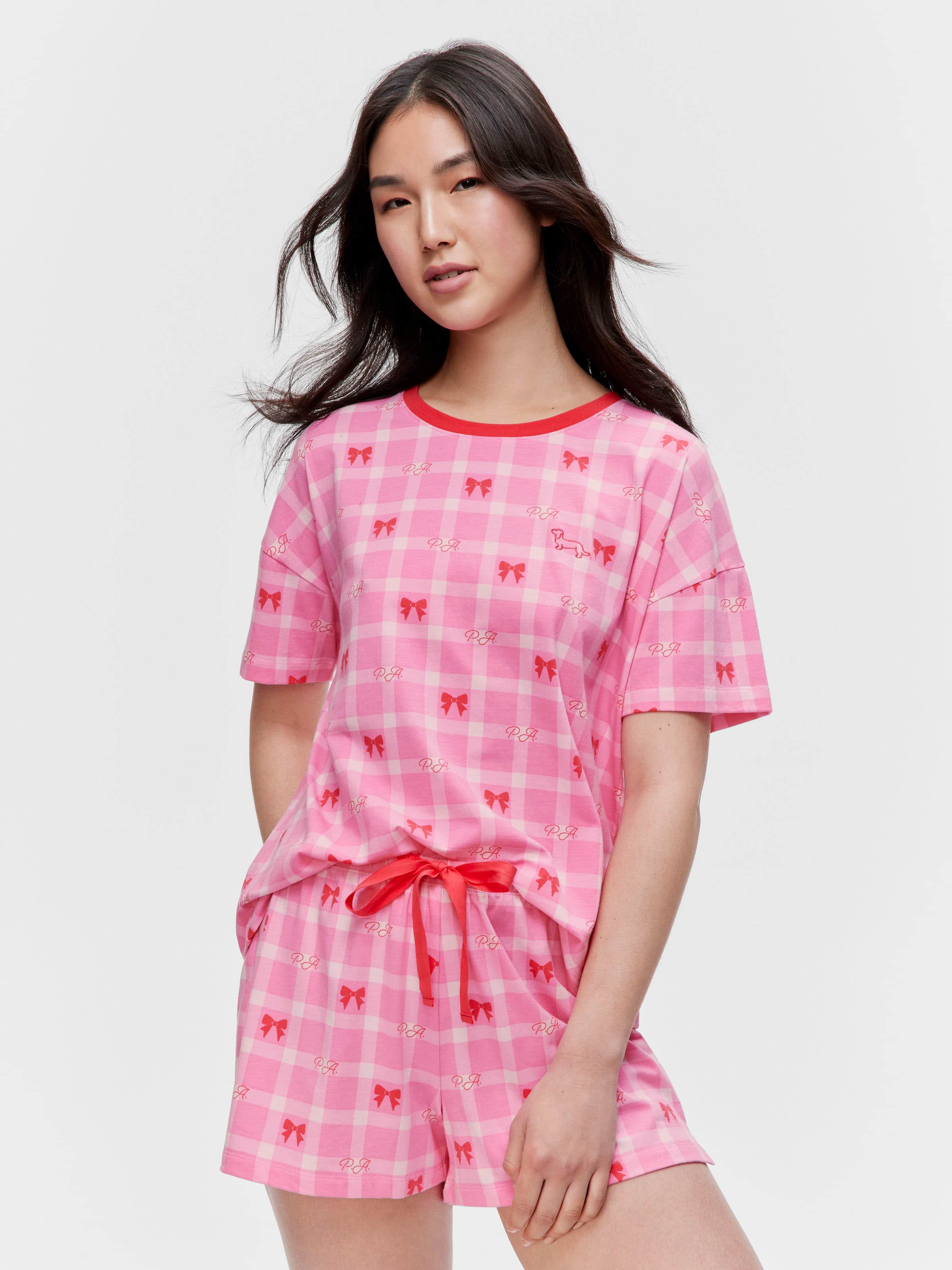 Bow Check Shortie Pj Set