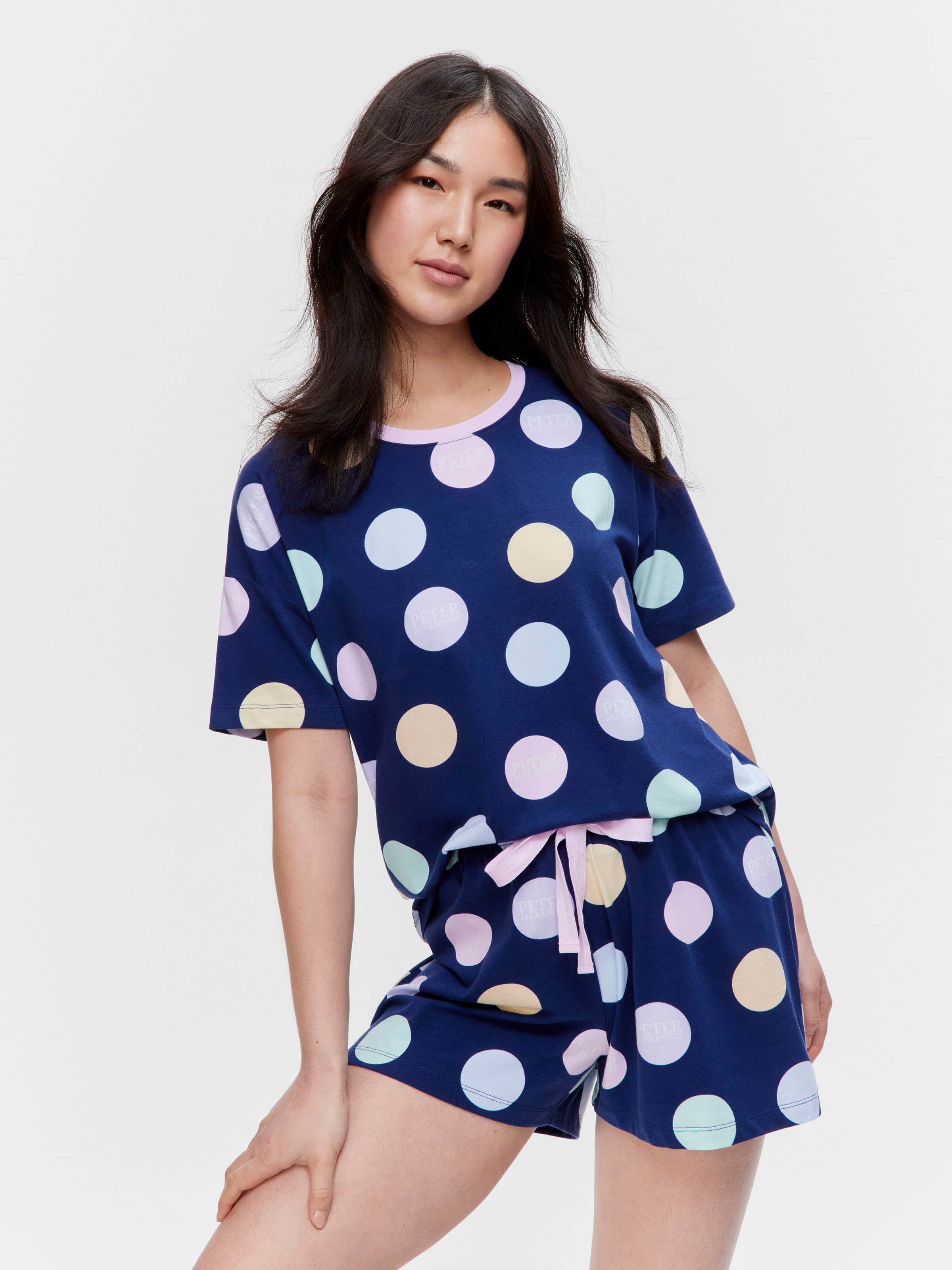 Navy Spot Shortie Pj Set