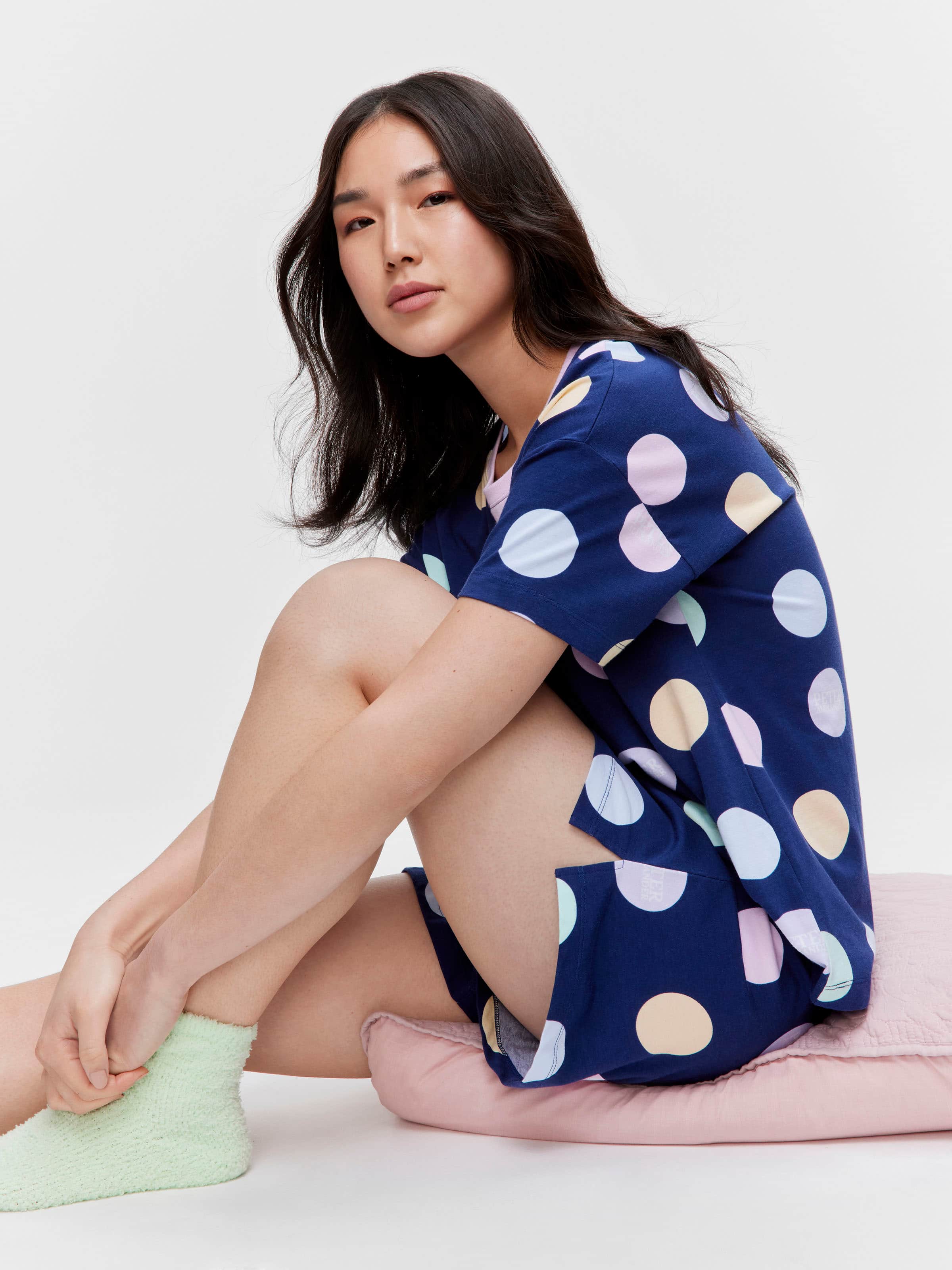 Navy Spot Shortie Pj Set