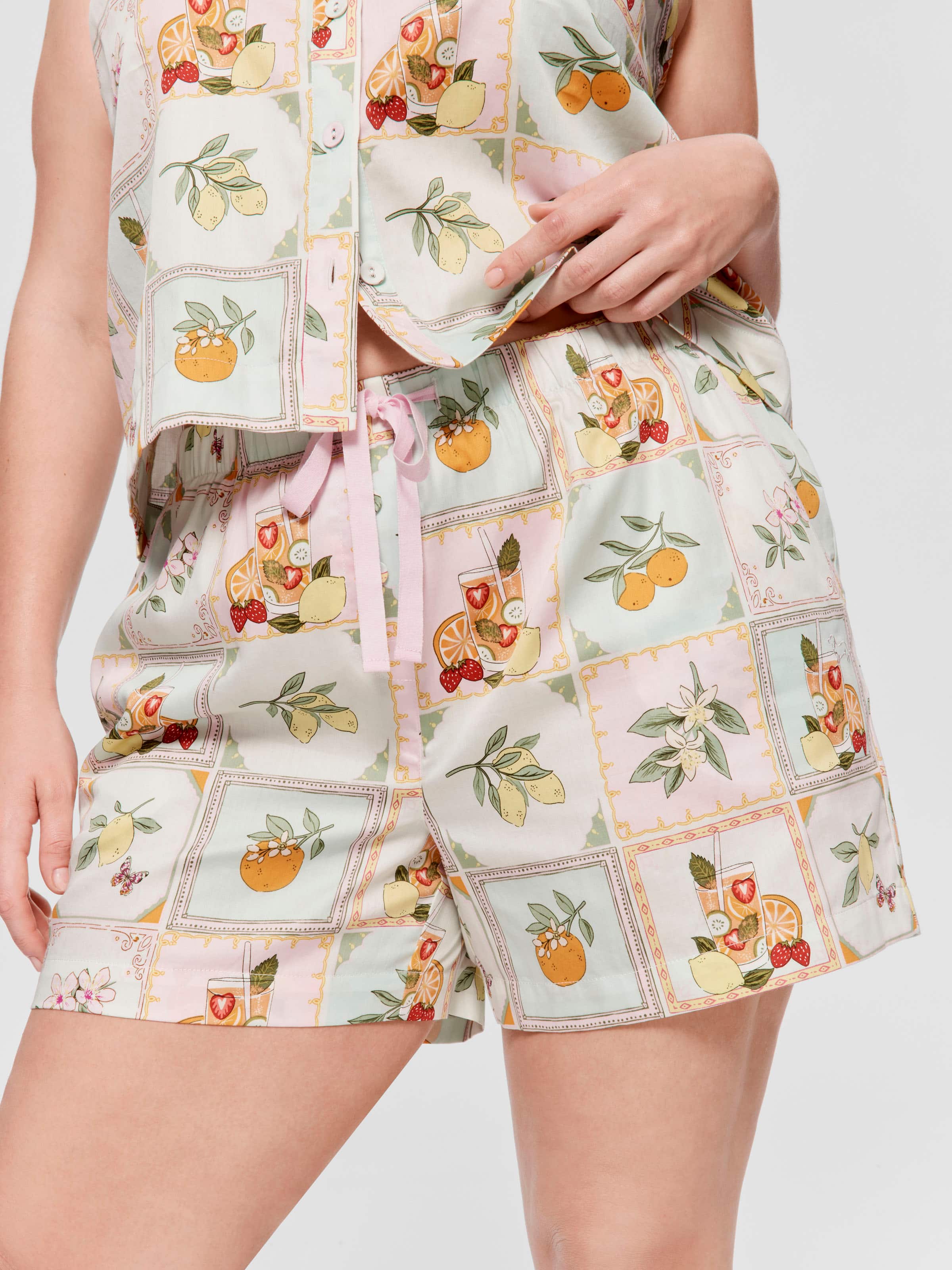 P.A. Plus Summer Garden Tile 100% Cotton Mid Short