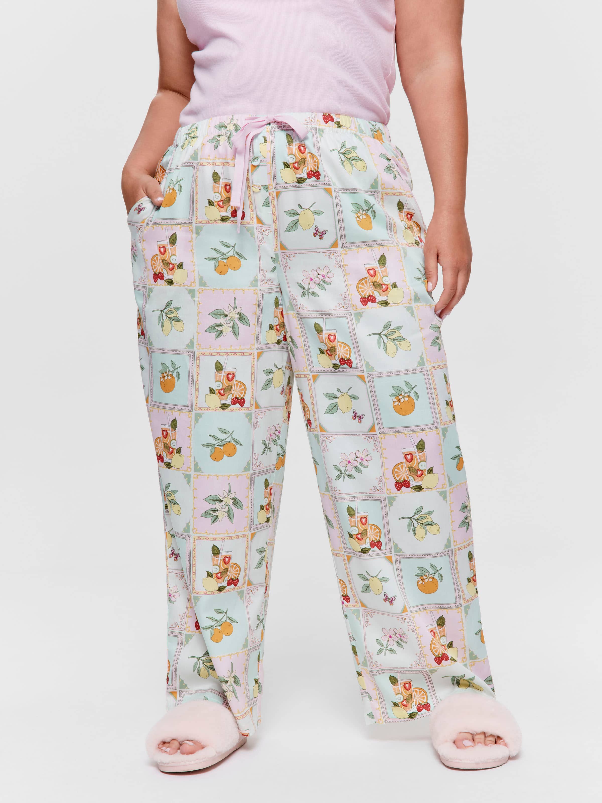 P.A. Plus Summer Garden Tile 100% Cotton Classic Pj Pant
