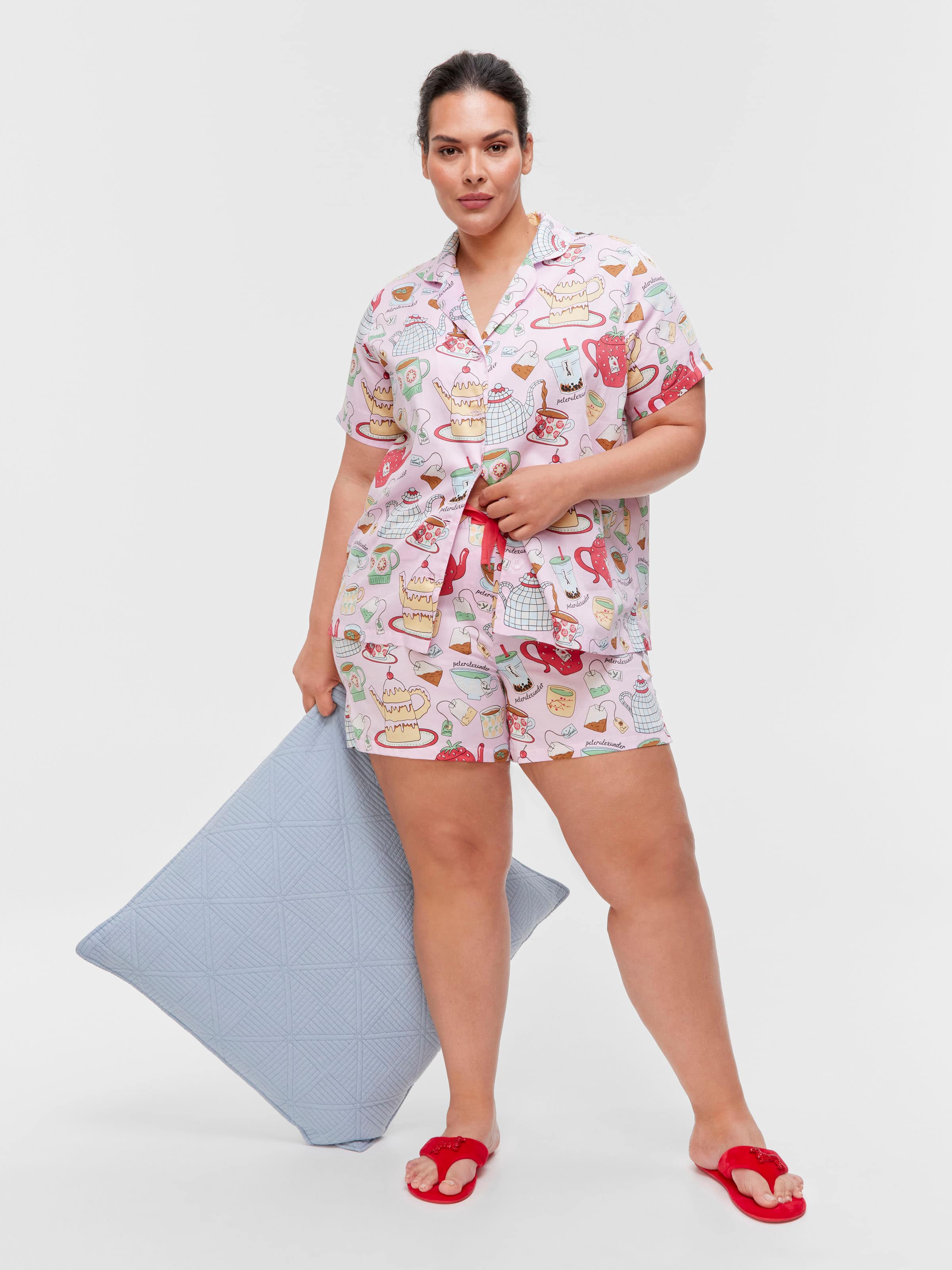 P.A. Plus Tea Time 100% Cotton Shortie Pj Set