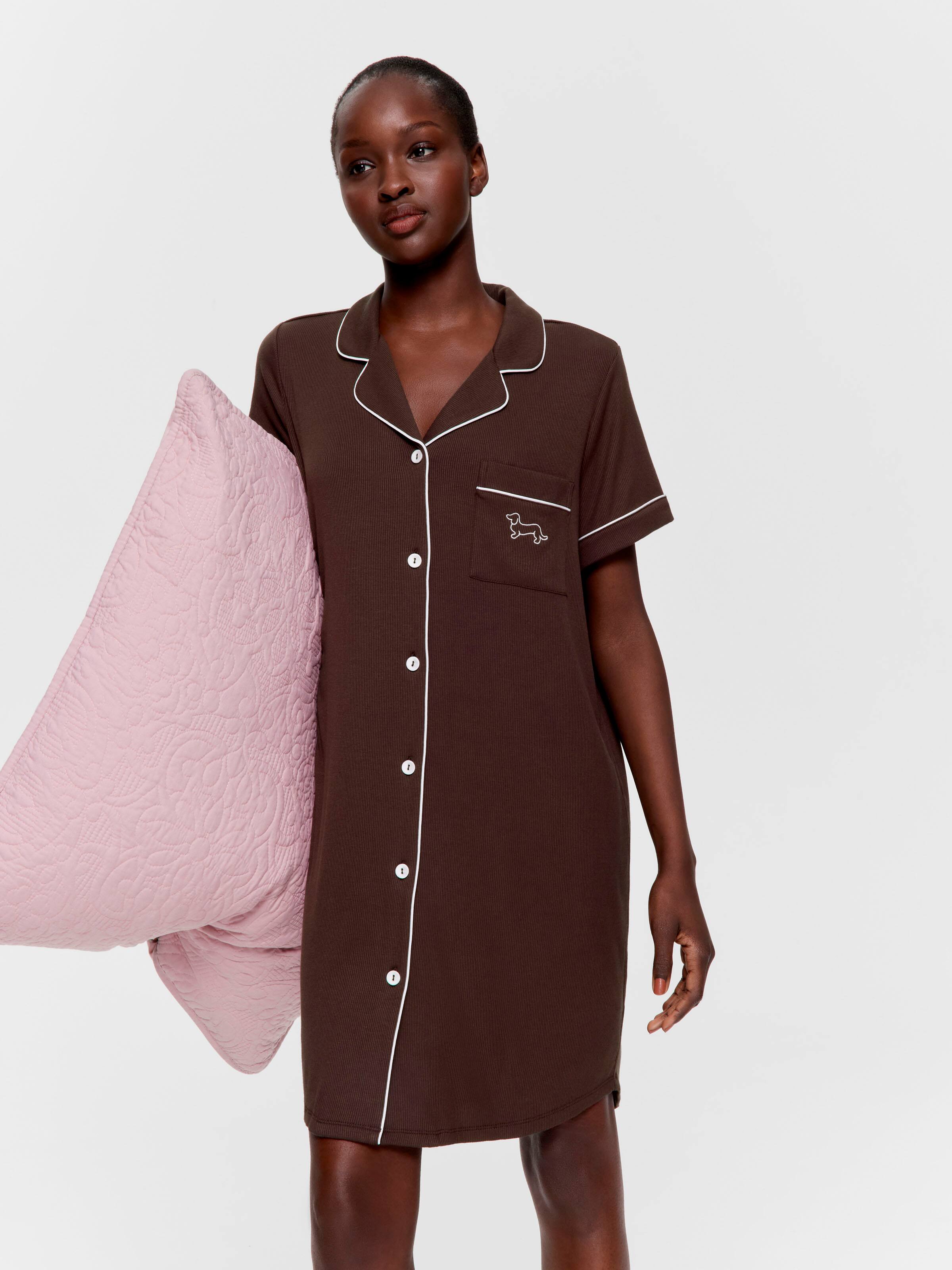 Choc Bamboo Rib Nightshirt