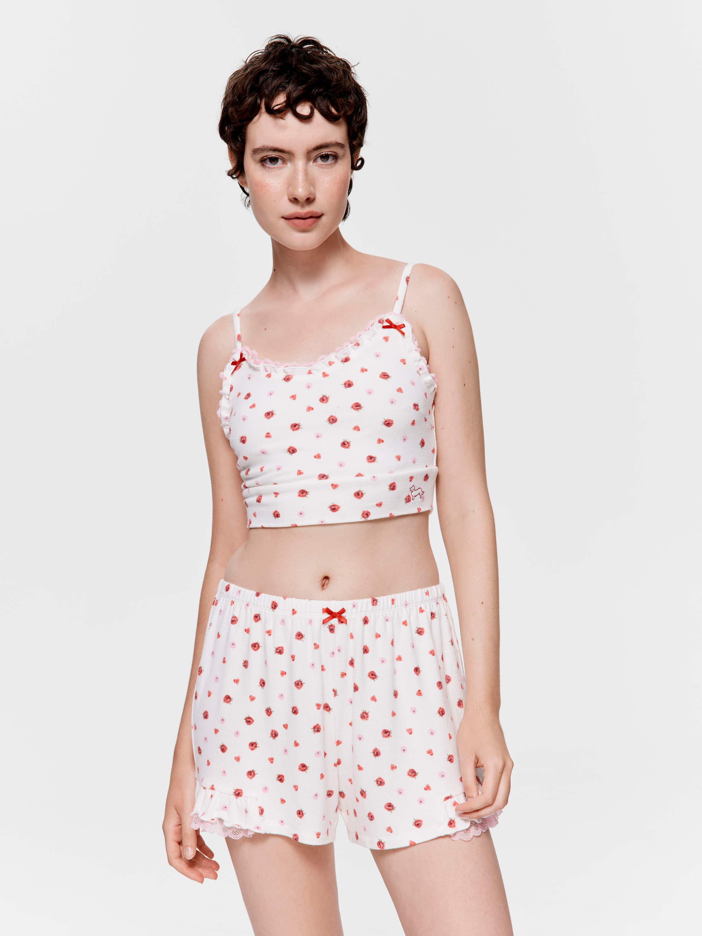 Rose Heart Fuzzy Crop Top