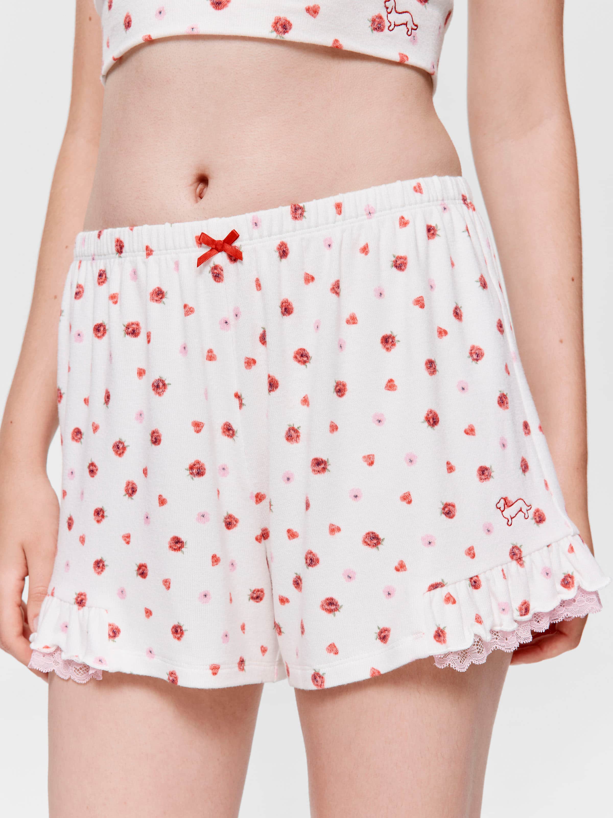 Rose Heart Fuzzy Frill Mini Short