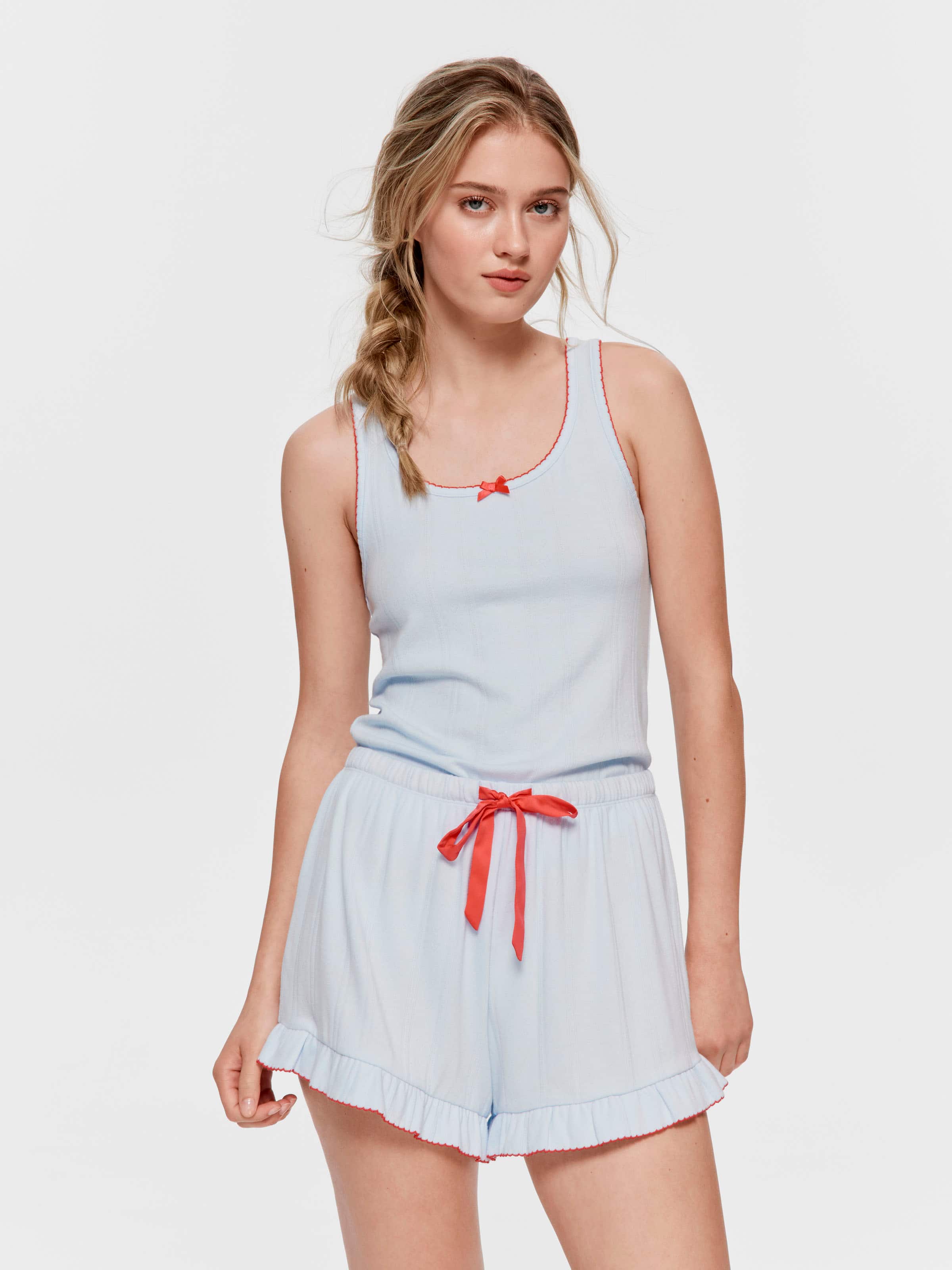 Contrast Trim Pointelle Flutter Mini Short