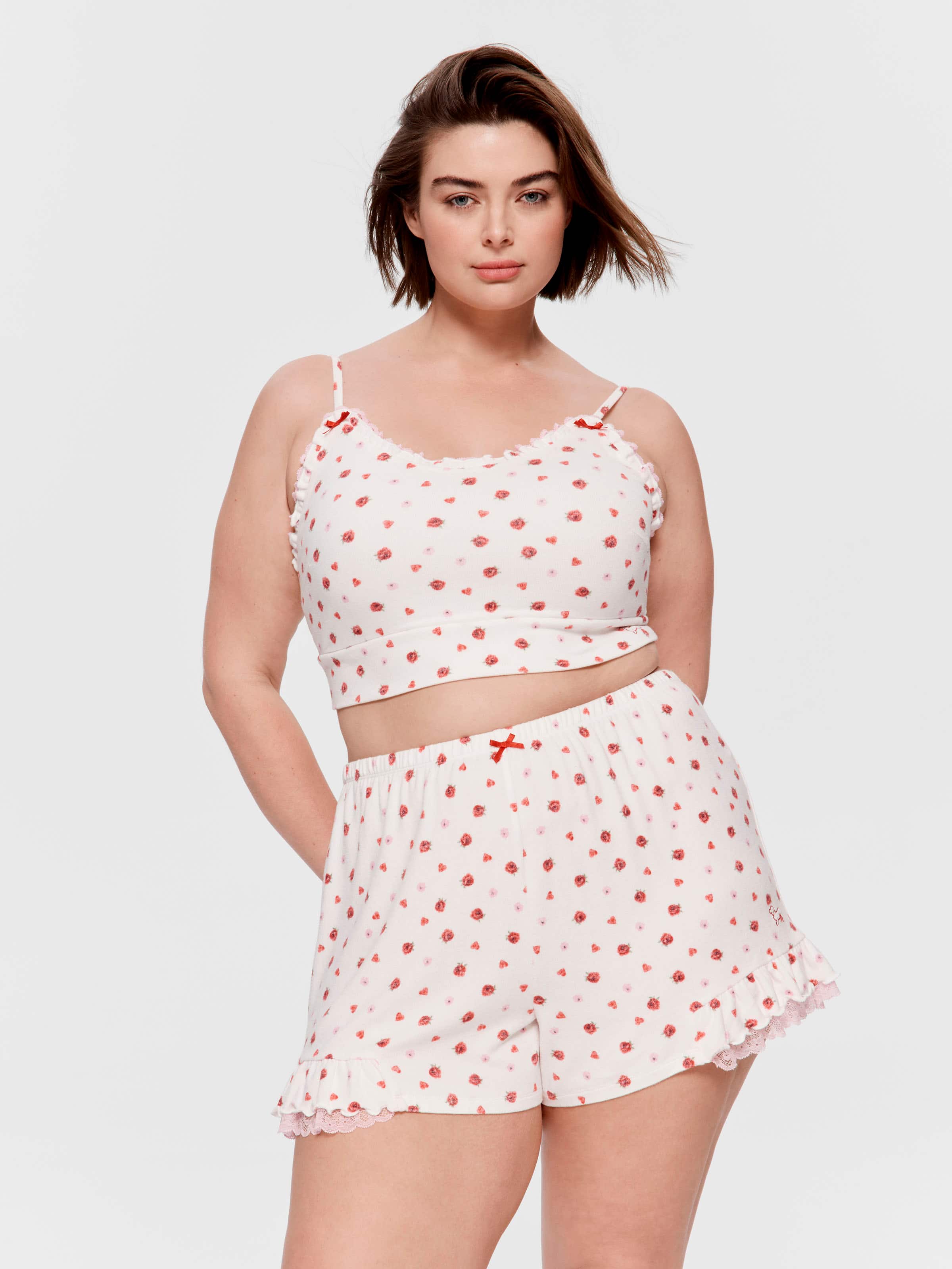 P.A. Plus Rose Heart Fuzzy Crop Top