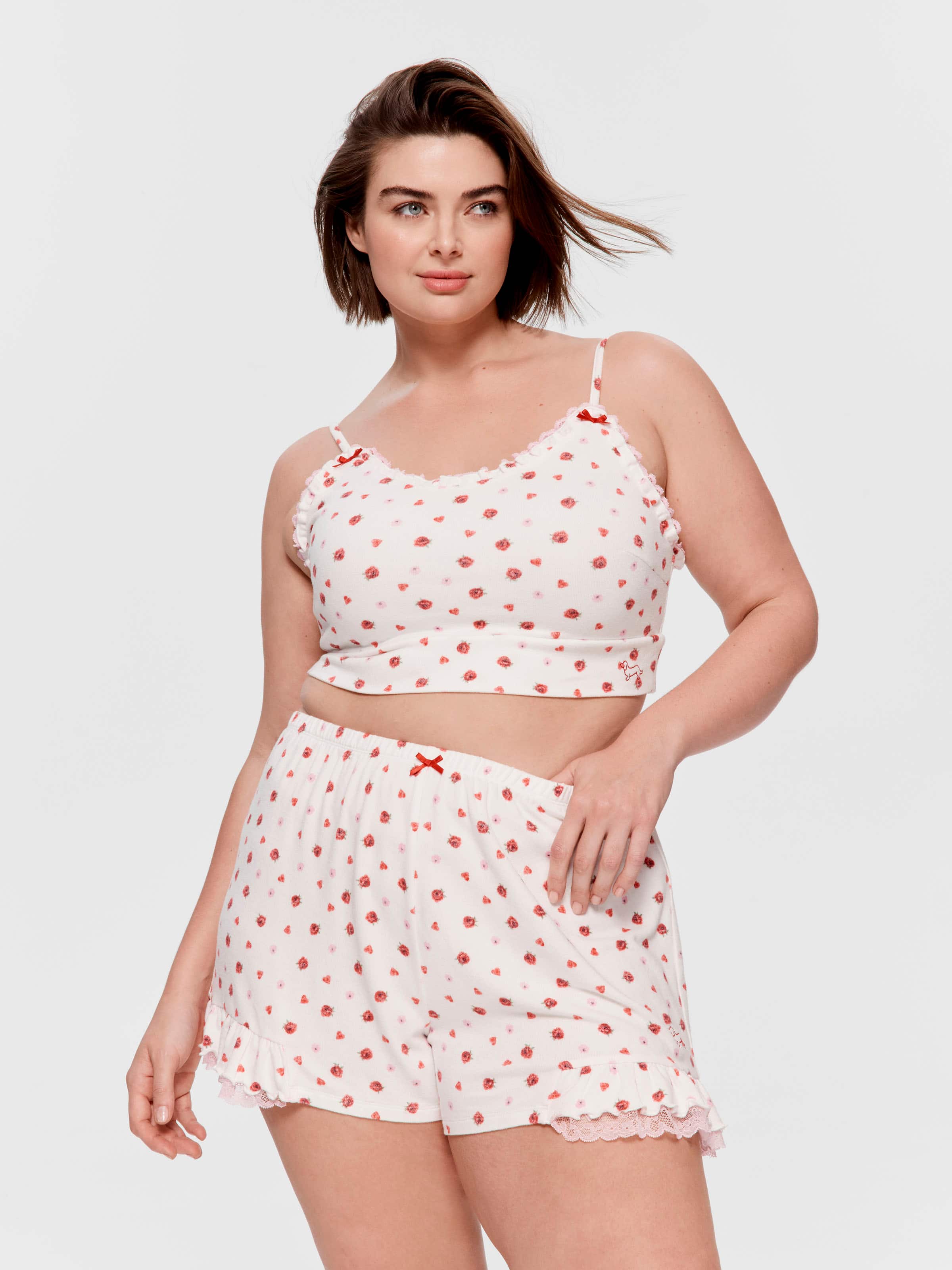 P.A. Plus Rose Heart Fuzzy Frill Mini Short