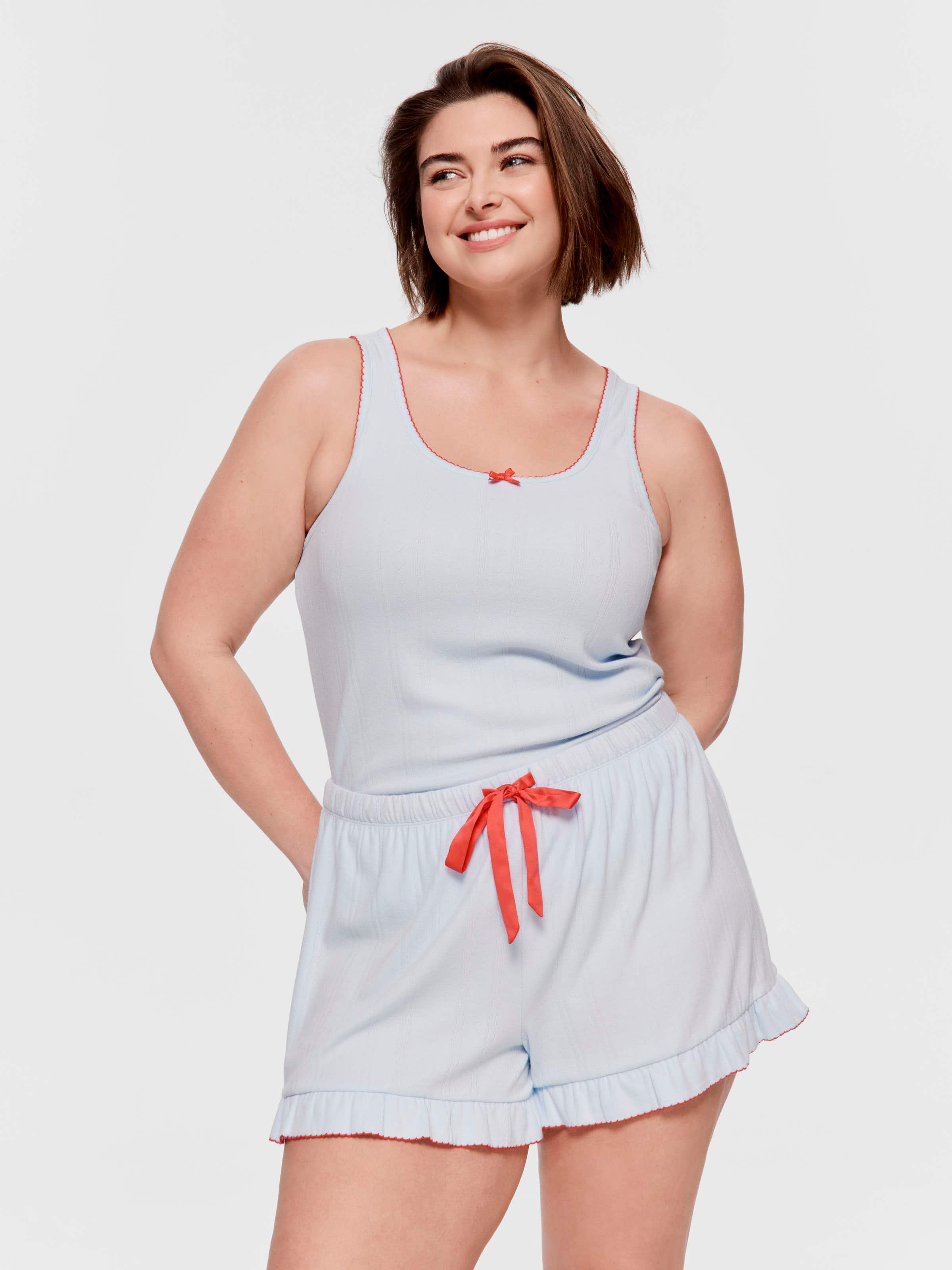 P.A. Plus Contrast Trim Pointelle Flutter Mini Short