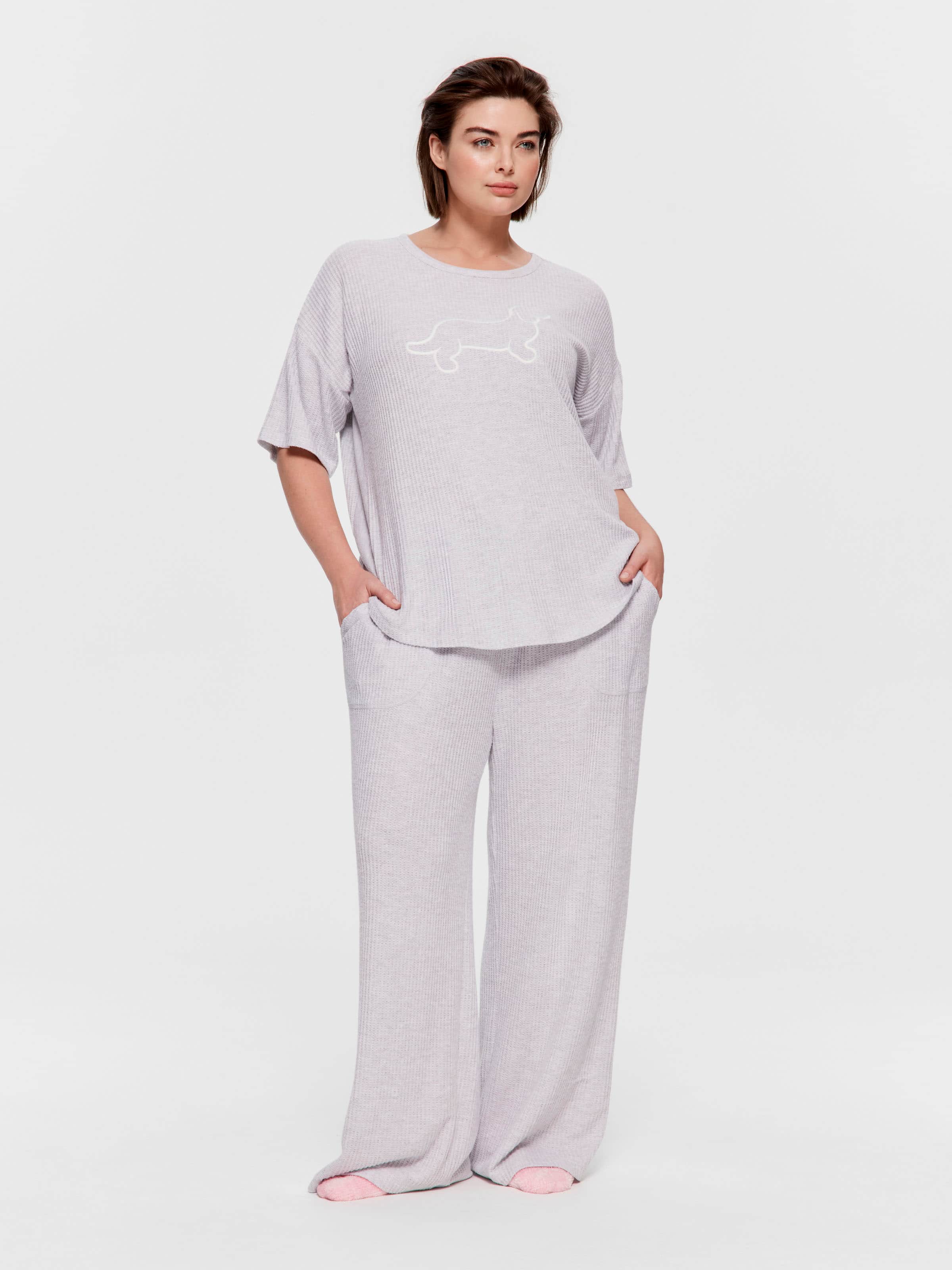 P.A. Plus Light Grey Oversized Waffle Tee