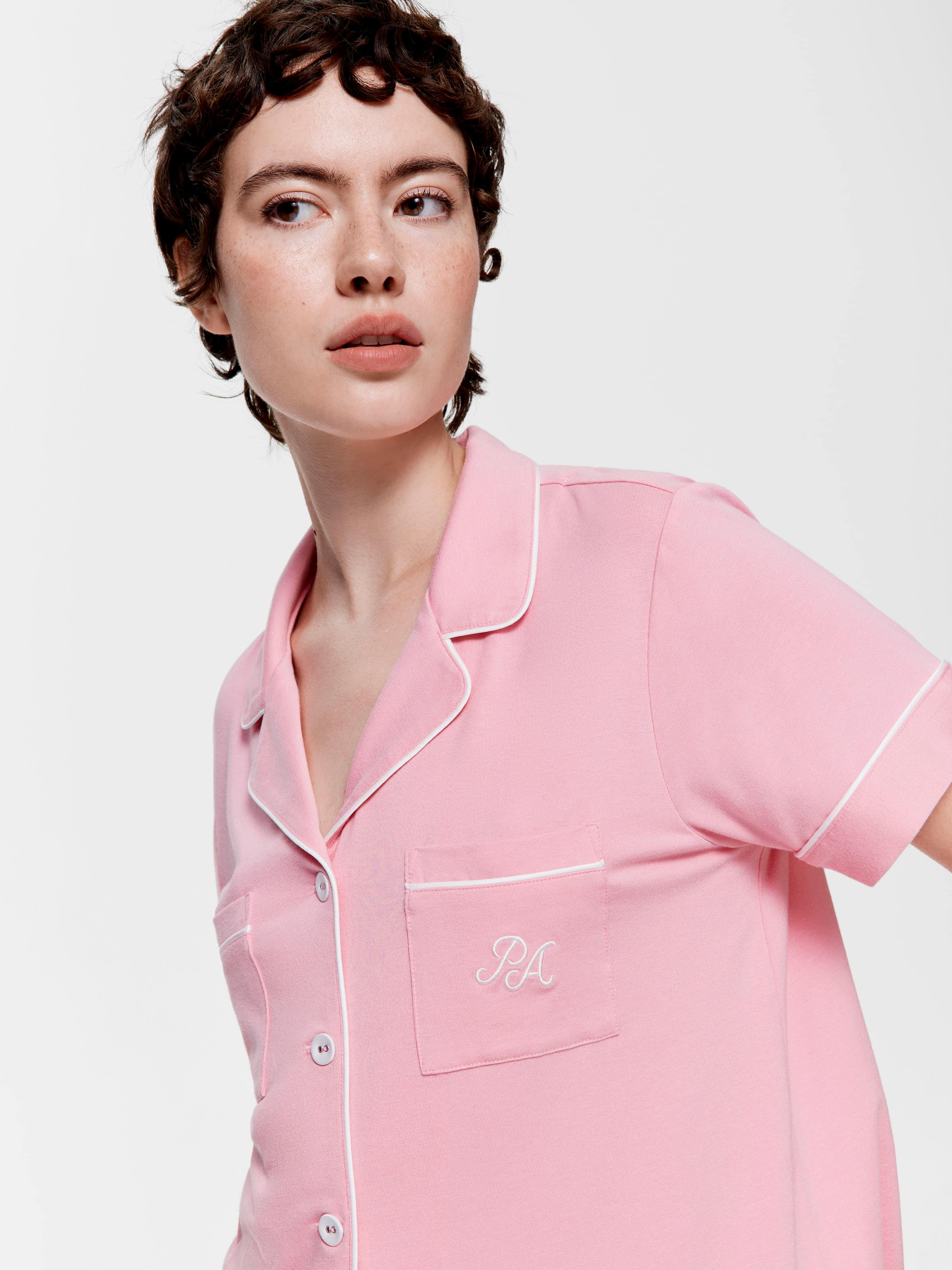 Mid Pink Bamboo Jersey Shortie Pj Set